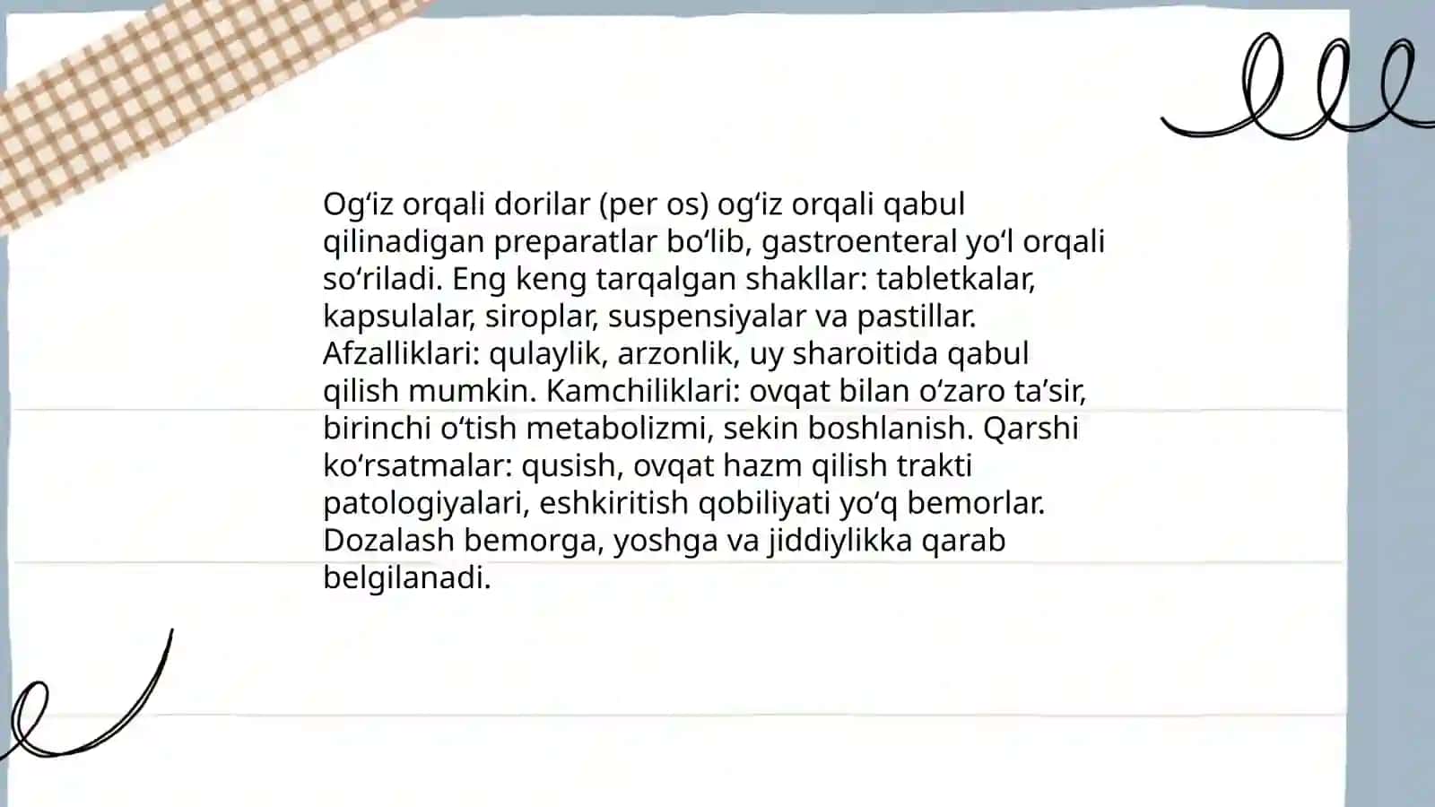 Davolash muolojalari (dorilarni yuborish usullari) 3