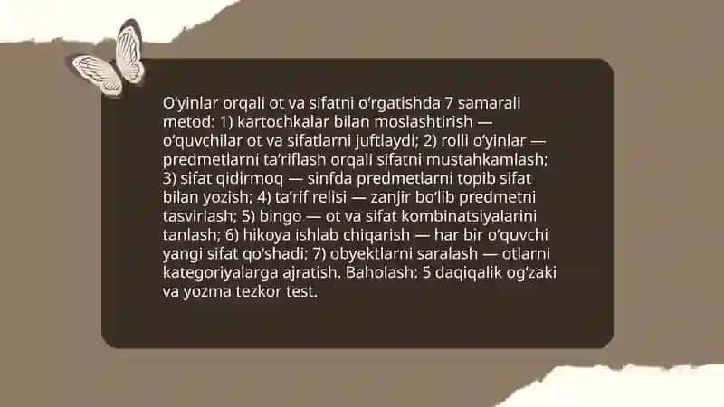 Boshlangʻich sinflarda soʻz turkumlarini oʻrganishda kreativ metod va usullar 3