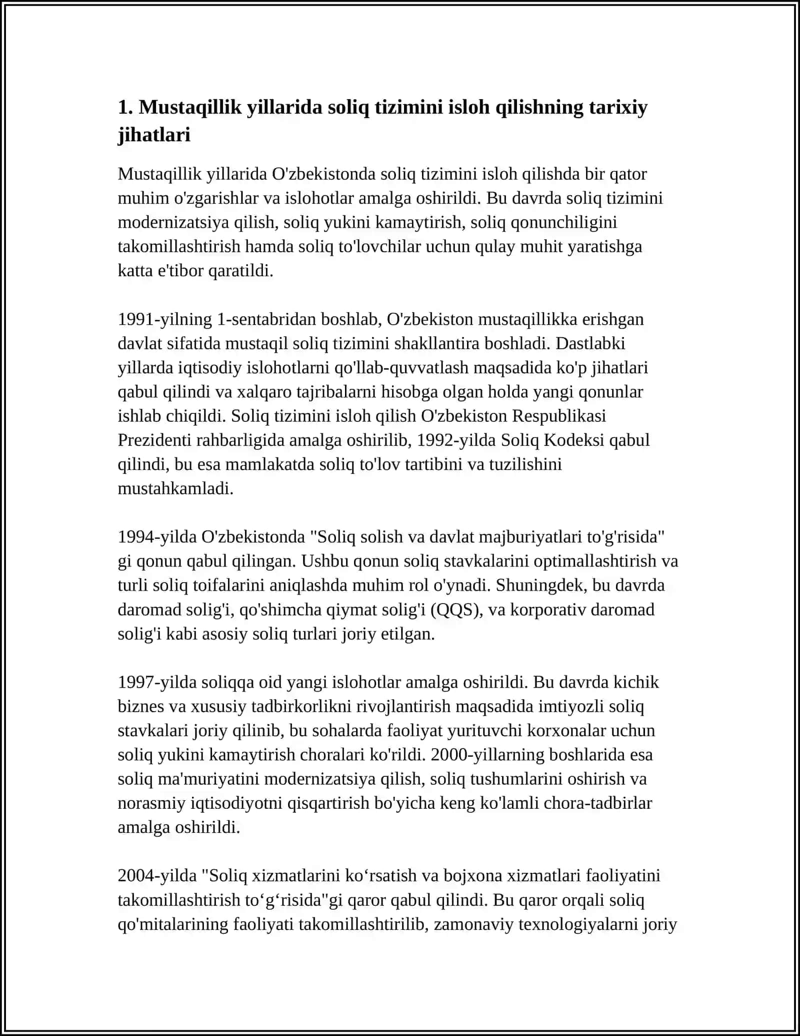 MUSTAQILLIK YILLARIDA SOLIQNI SAQLASH SOHASIDAGI ISLOHATLAR MAVZUSIDA MAQOLA 3
