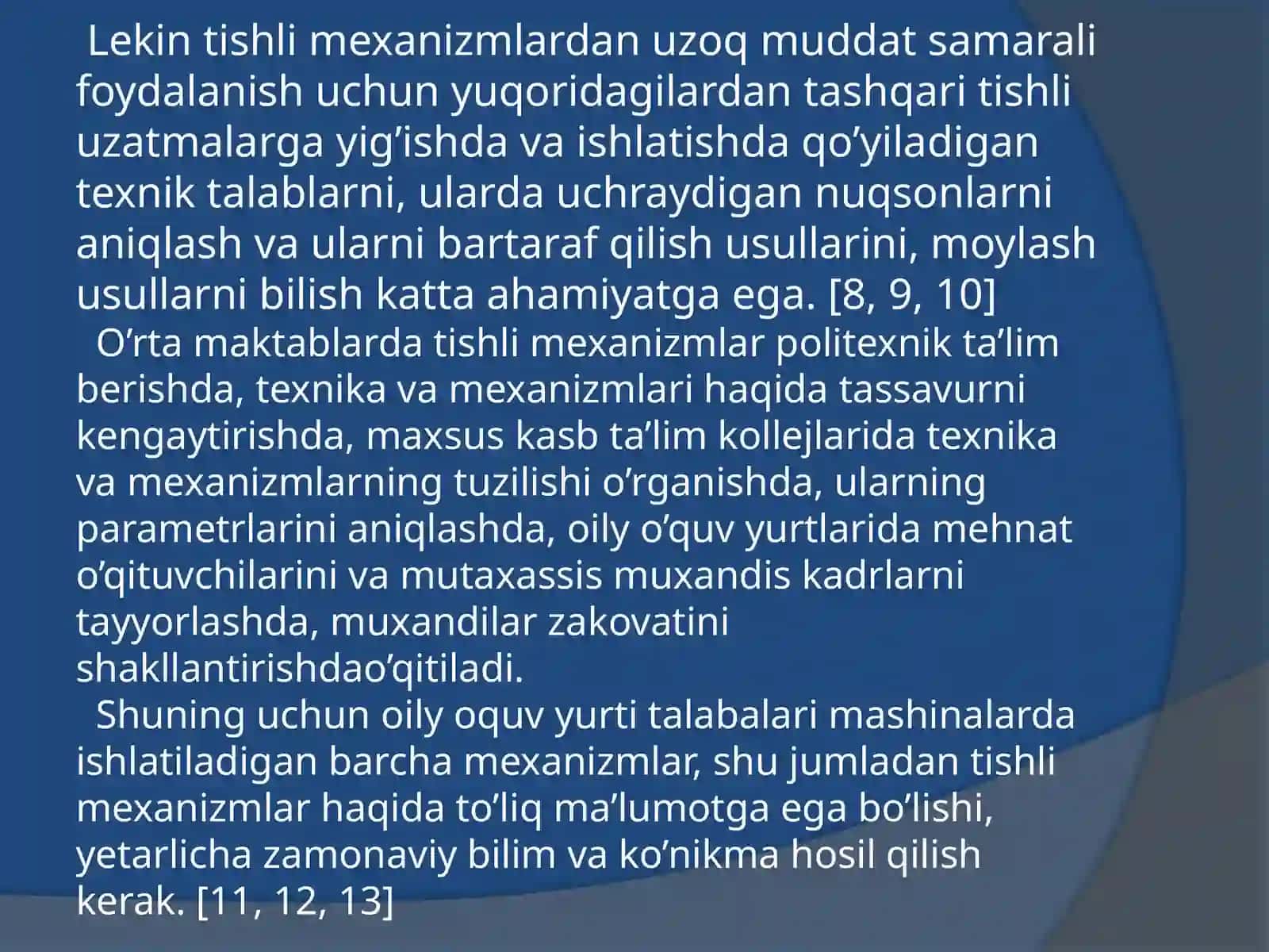 Tishli uzatmalar klassifikatsiyasi 3