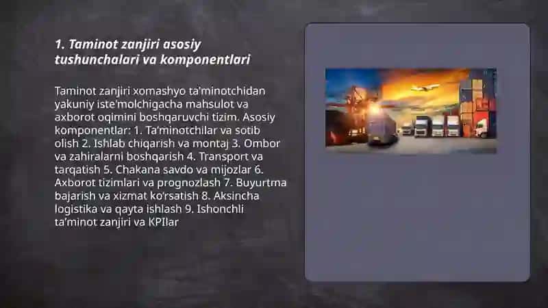 Taminot zanjirini boshqarish (SCM) va logistika 3