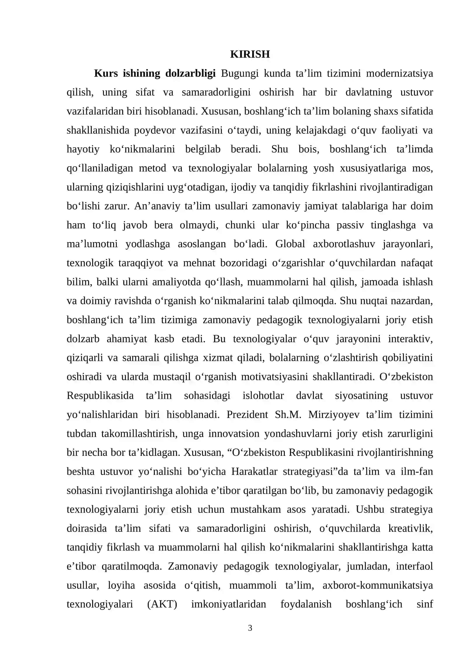 Boshlangʻich taʼlim tizimini zamonaviy pedagogik texnologiyalar asosida tashkil etish 3