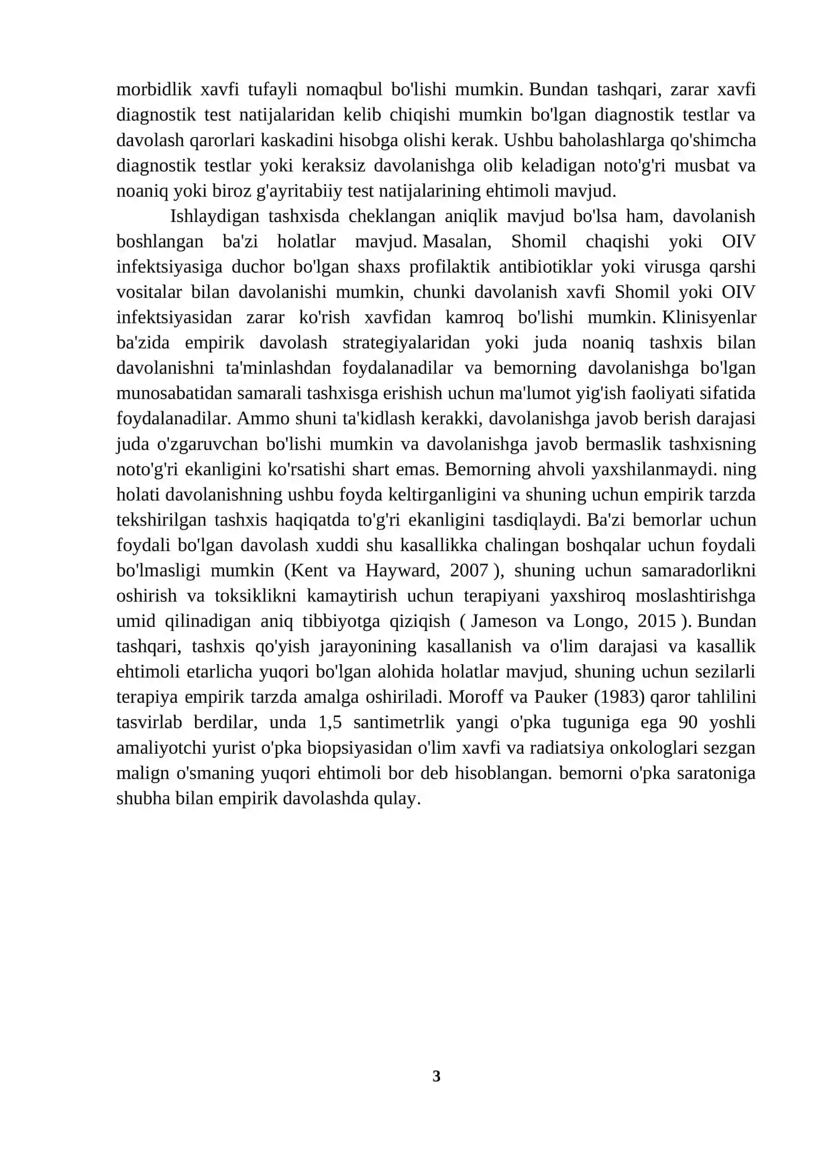 TIBBIY ASPEKTLAR. KASALLIKKA TASHXIS QO’YISH VA KASALLIK OQIBATLARI 3