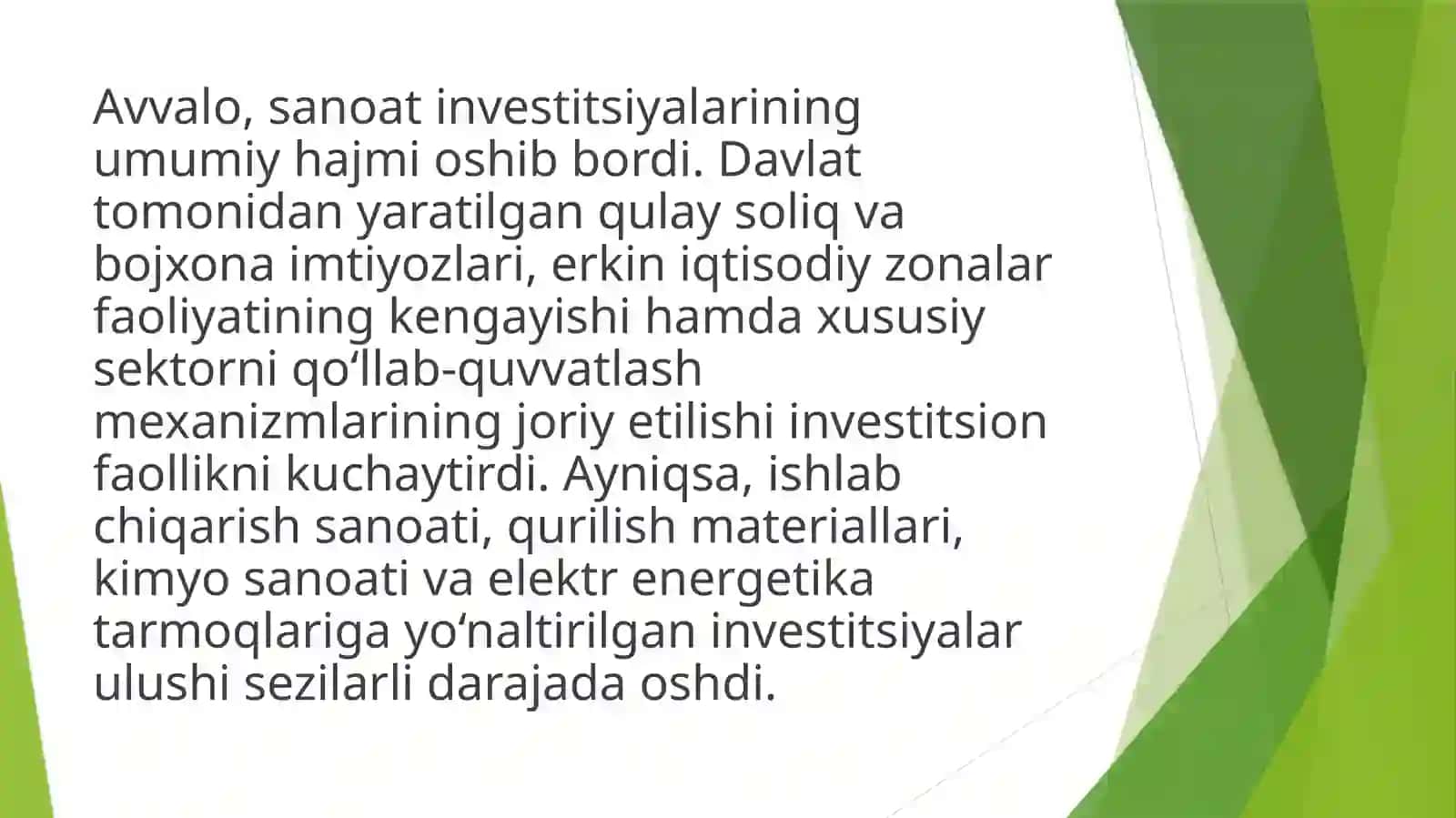 Sanoat investitsiyalarini tahlil qilish 3