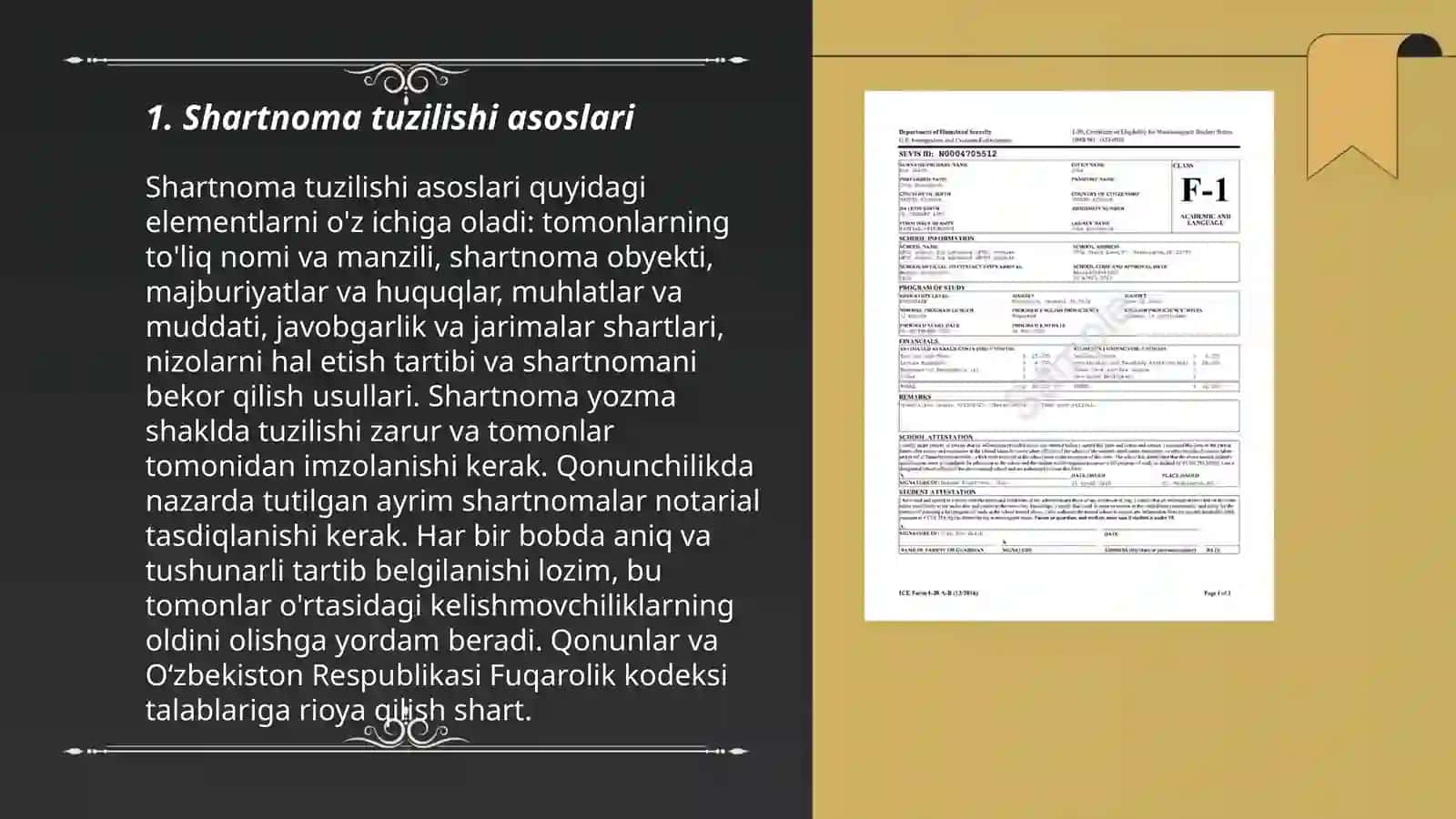 Shartnoma tuzilishi payti va shakli 3