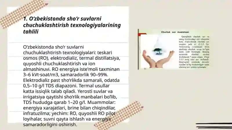 O‘zbekistonda sho‘r suvlarni chuchuklashtirish g‘oyasi 3