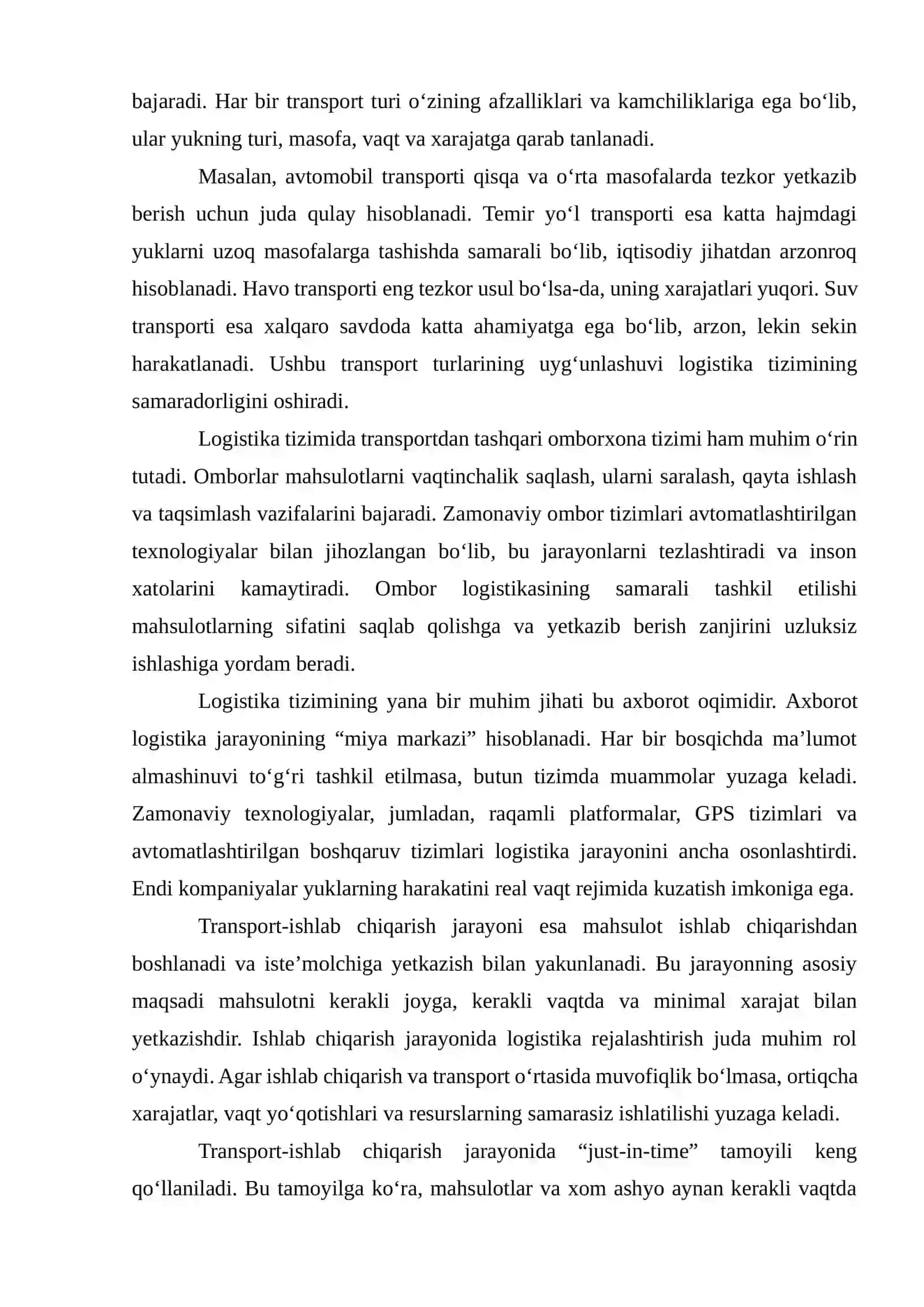 Logistika tizimida transport-ishlab chiqarishni modellashtirish 3