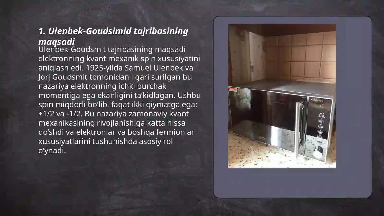 Ulenbek va Goudsimid tajribalari va elektron spini 3
