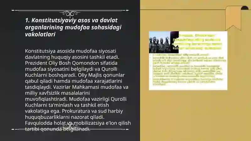 Davlat organlarining mudofaa sohasidagi vakolatlari 3