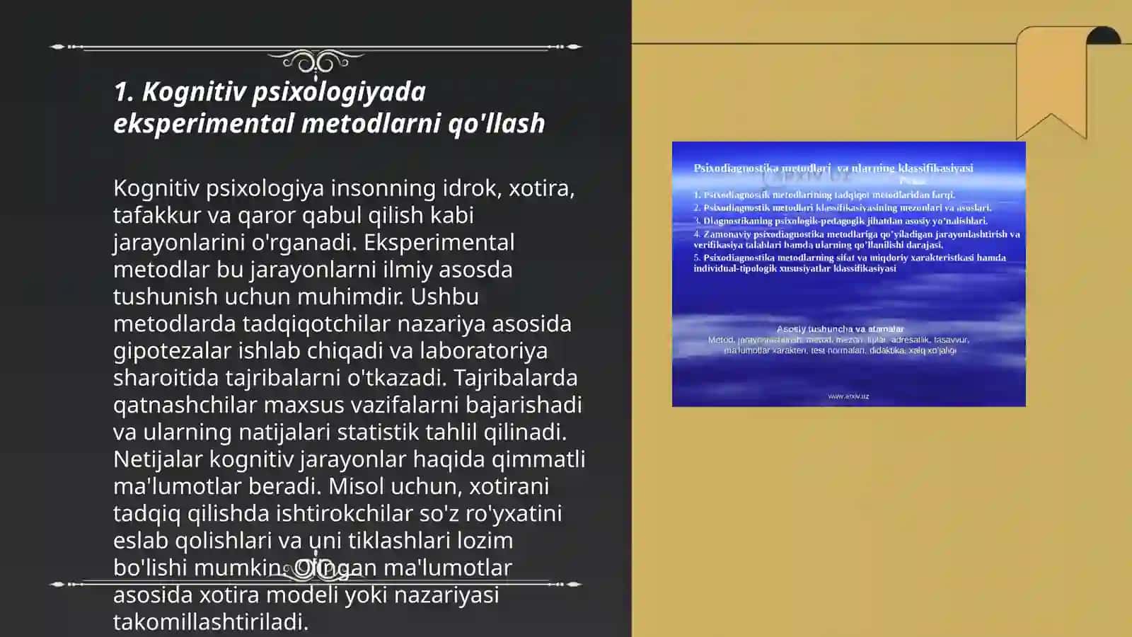 Kognitiv psixologiyada eksperimental metodlarni qo'llash 3