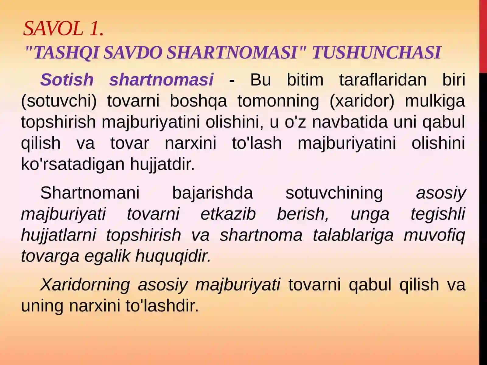 XALQAROSAVDONING RIVOJLANISH TENDENSIYALARI:SHARTNOMALAR 3