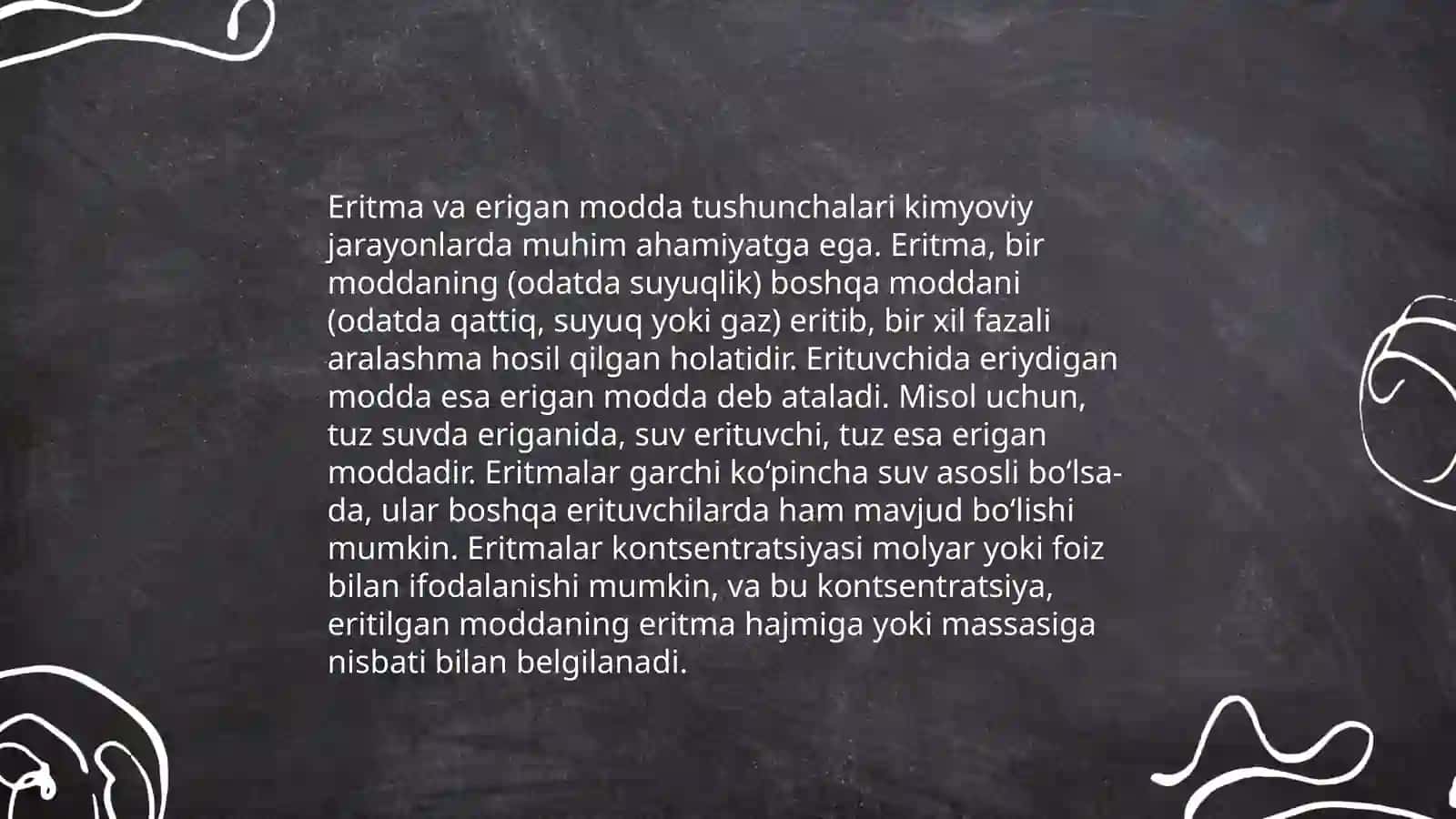 Eritmalarning hosil boʻlishi va konsentratsiyalari 3