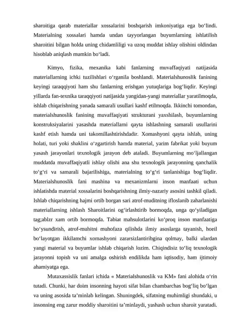 MATERIALShUNOSLIK VA KONSTRUKTSION MATERIALLAR FANINING PREDMETI VA MAZMUNI 3
