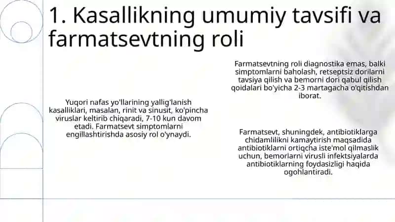 Yuqori nafas yo'llari yalliglanish kasalliklari day farmasevtik yordam tamoyillari 3