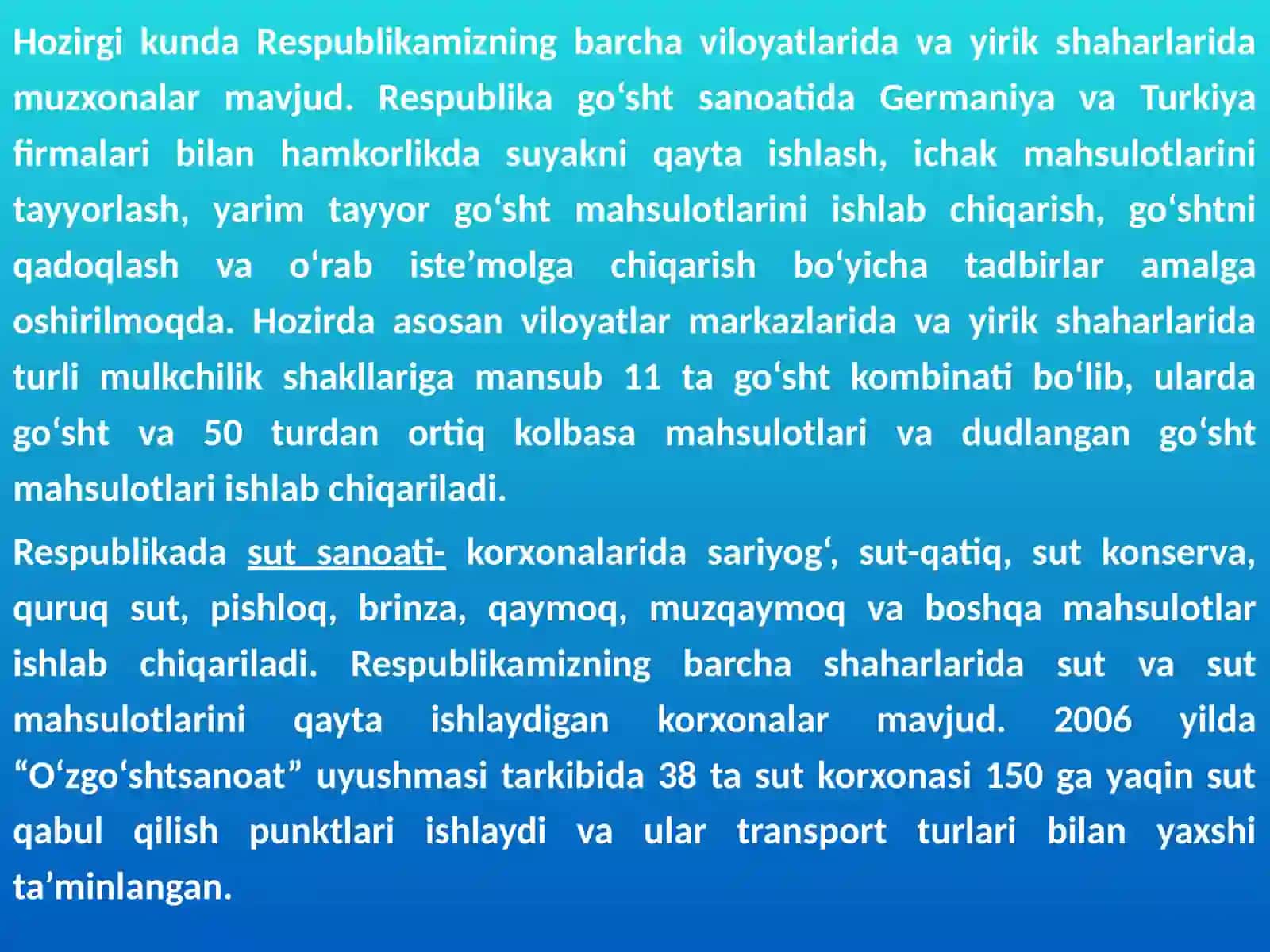 Oziq-ovqat sanoati mavqei 3