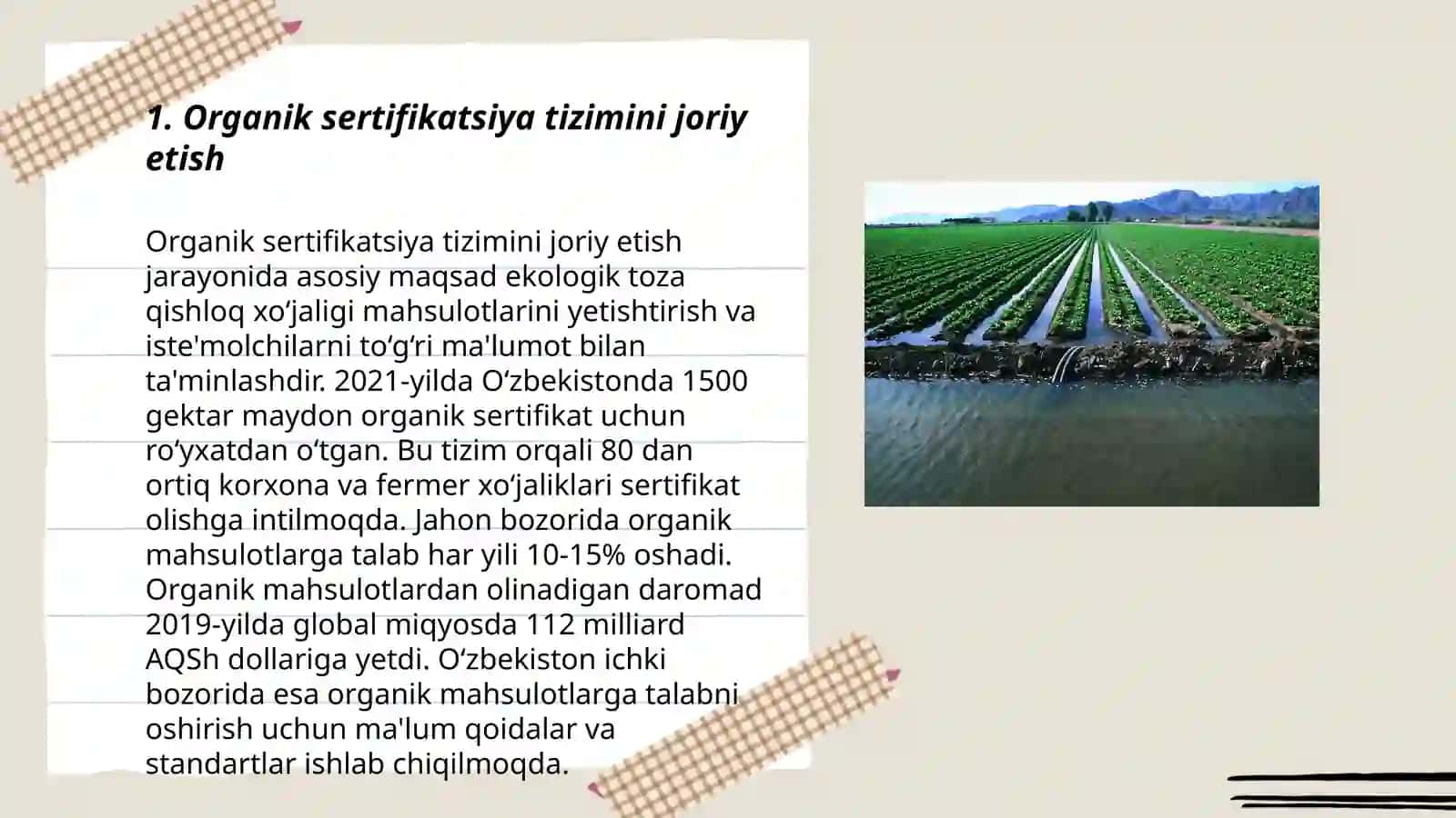 O‘zbekistonda organik qishloq xo‘jaligini rivojlantirishning ustuvor yo‘nalishlari 3