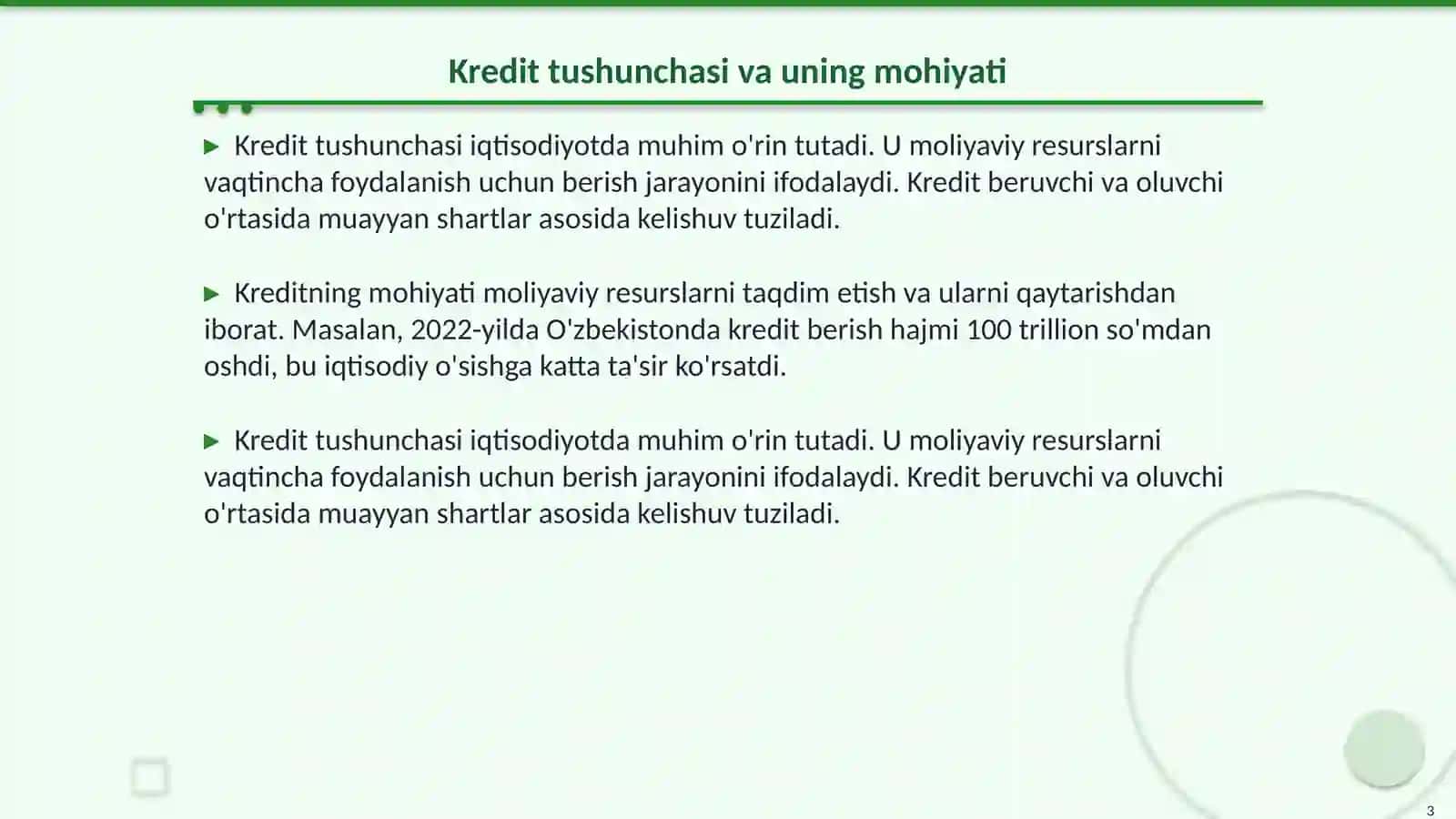 Kreditning mohiyati, manbalari va vazifalari 3