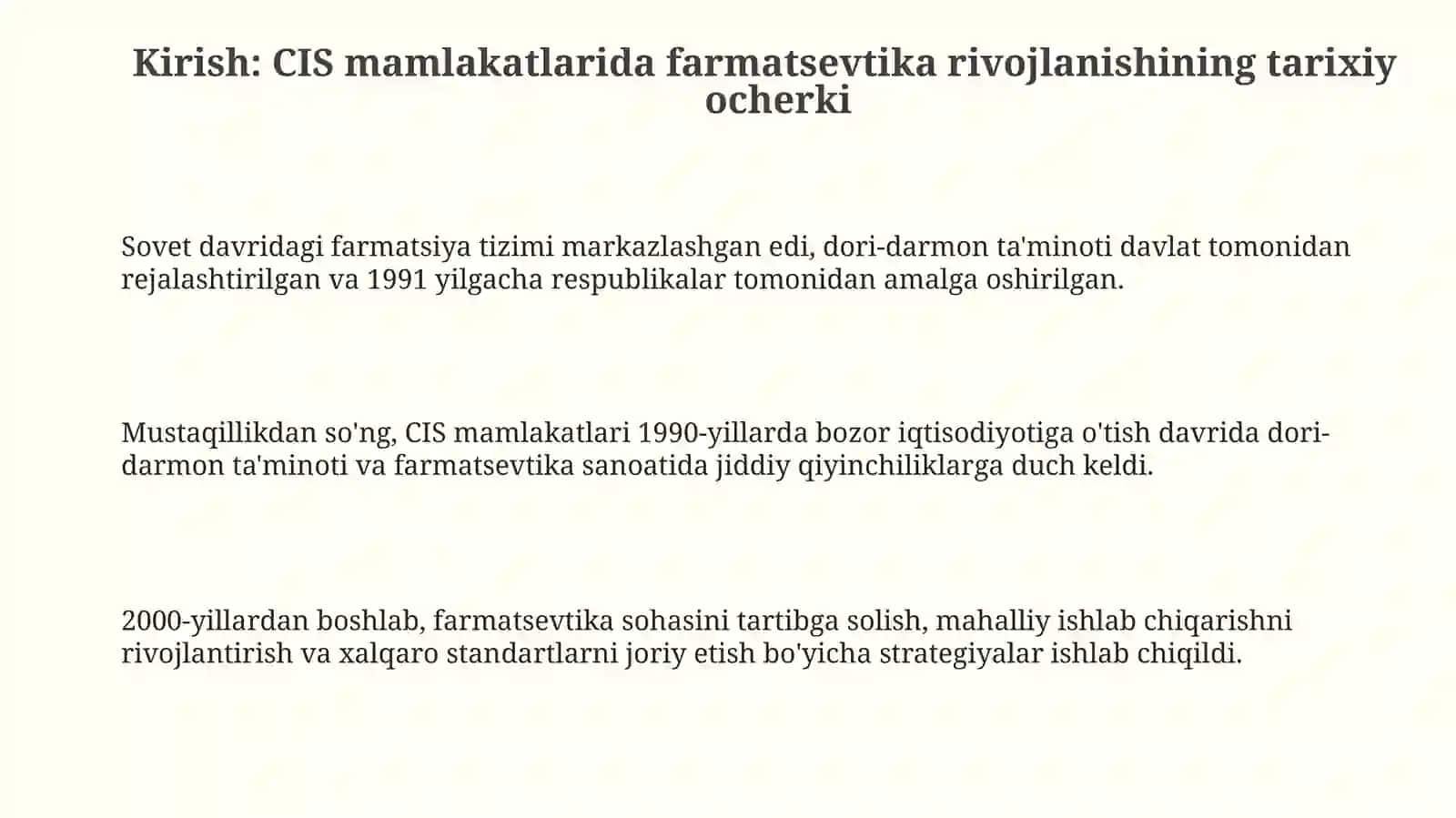 MDH davlatlarida farmatsiyani rivojlanishi 3