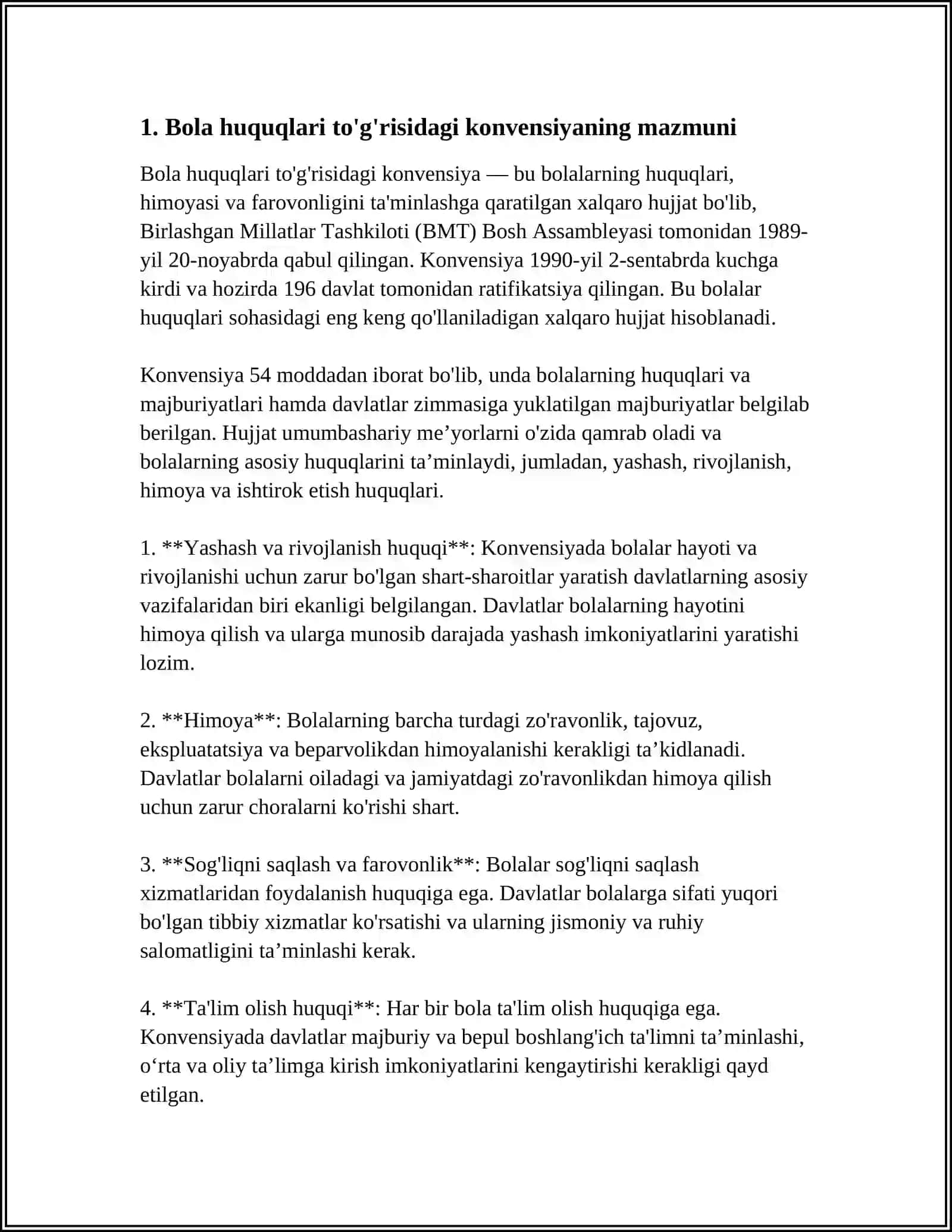BMTNING "BOLA HUQUQLARI TO'G'RISIDAGI KONVENSIYASI" 3