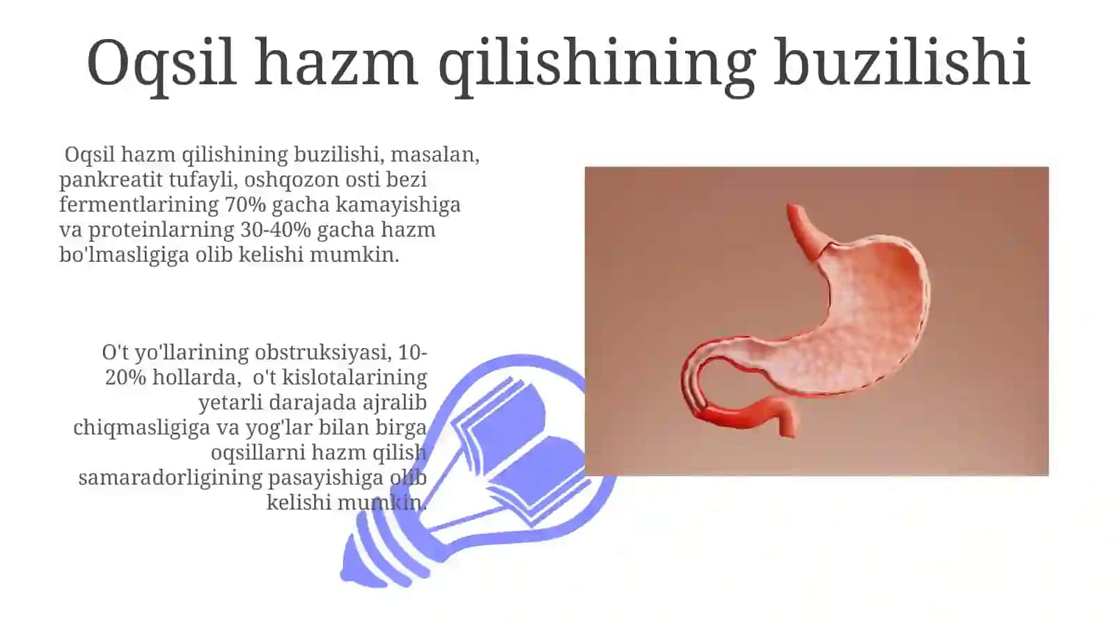 Oqsillarning oshqozon-ichak yo'llarida fermentlar ta'sirida parchalanishi 3