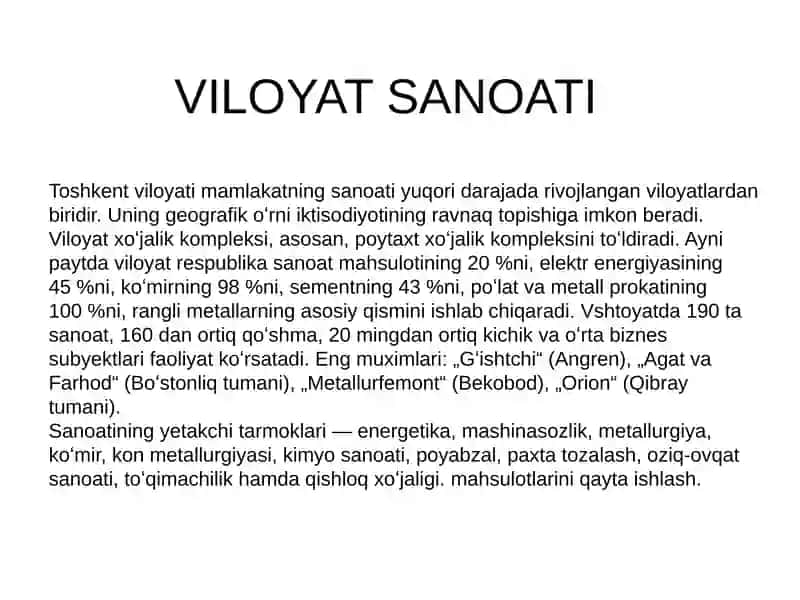 Toshkent Viloyati Sanoati 3