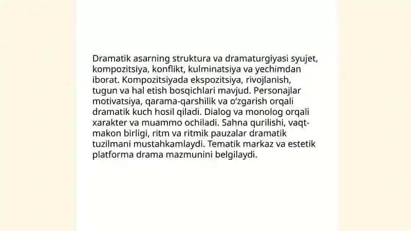 Drammatik asarlar va ularning tahlili 3