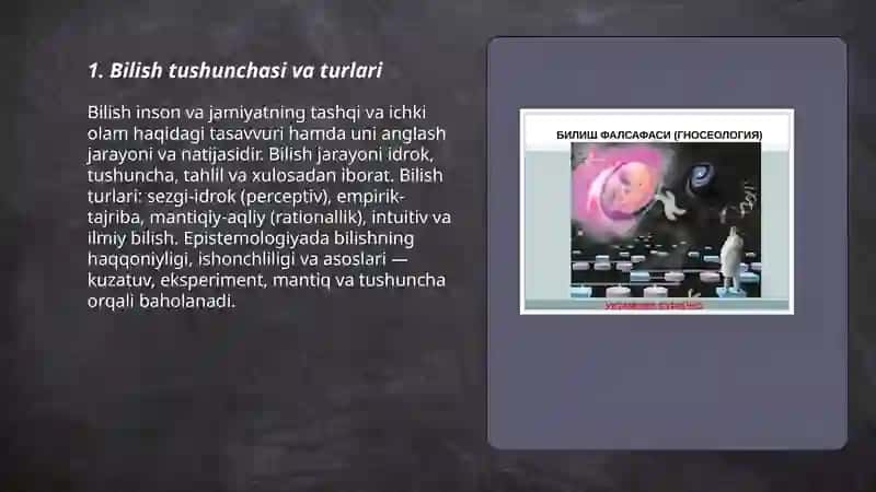 Bilish falsafasi (epistemologiya) 3