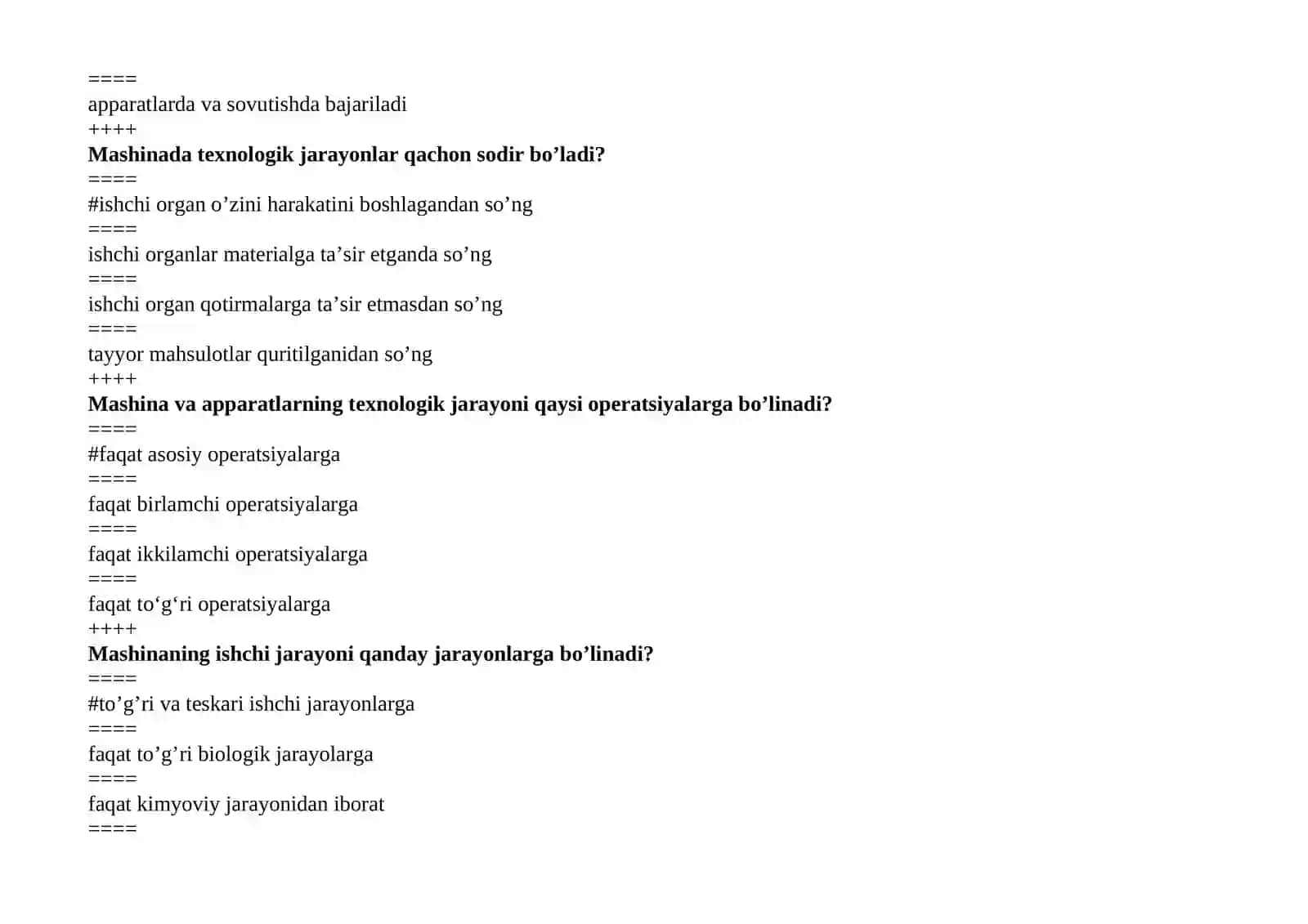 TARMOQ MASHINALARINI HISOBLASH VA LOYIHALASH FANIDAN TEST SAVOLLARI 3