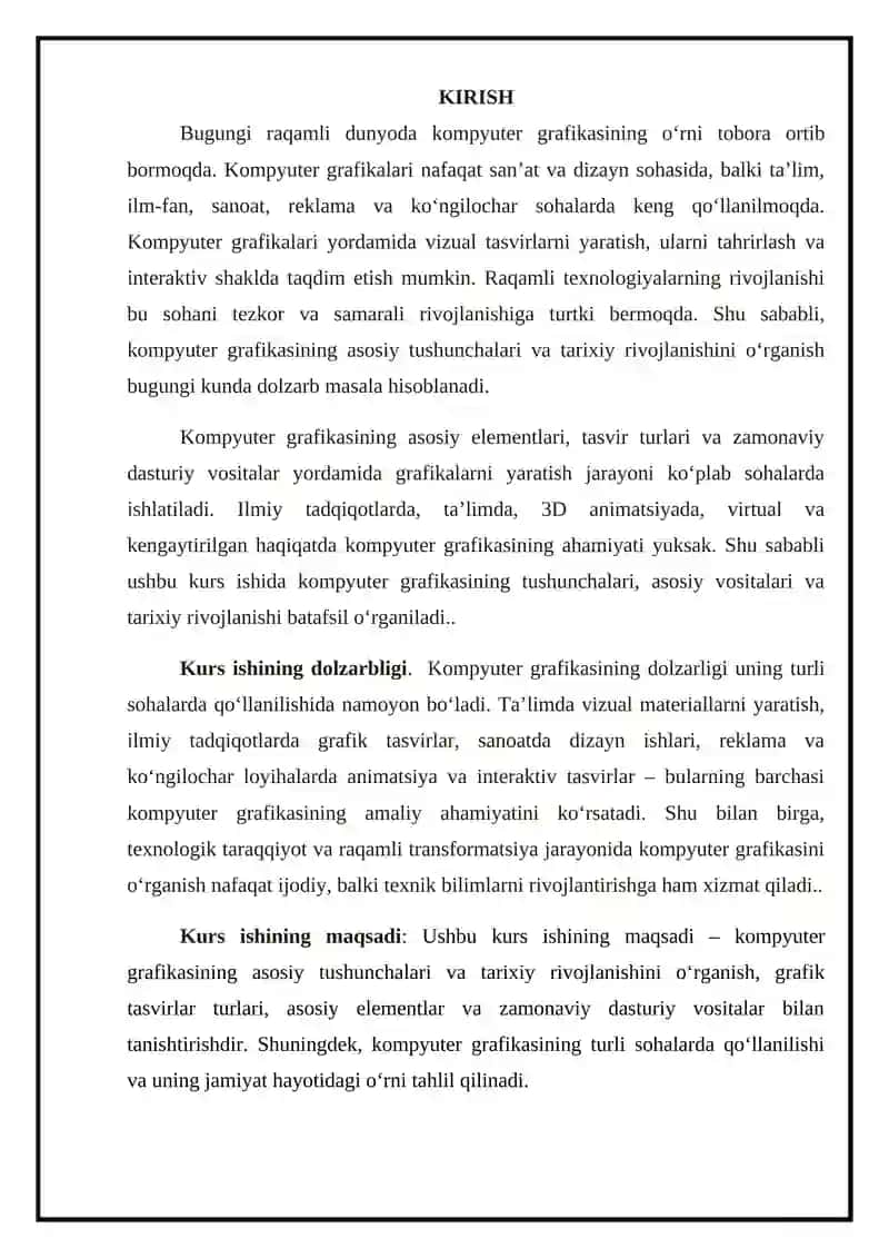 “KAMPYUTER GRAFIKASINING ASOSIY TUSHUNCHALAARI VA UNING TARIXIY RIVOJLANISHI.” 3