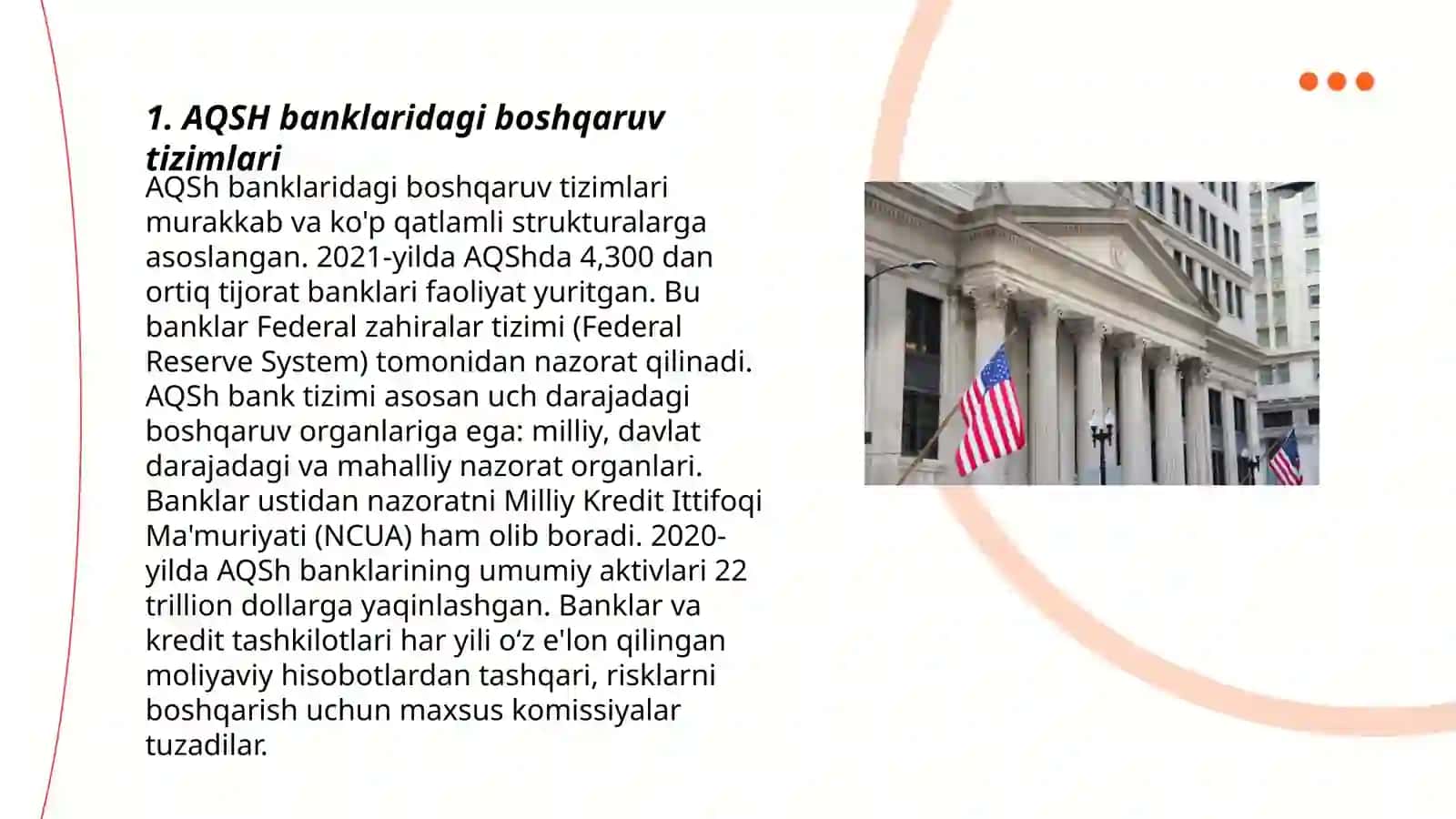 AQSH banklaridagi boshqaruv va ularni iqtisodiyotdagi ahamiyati 3