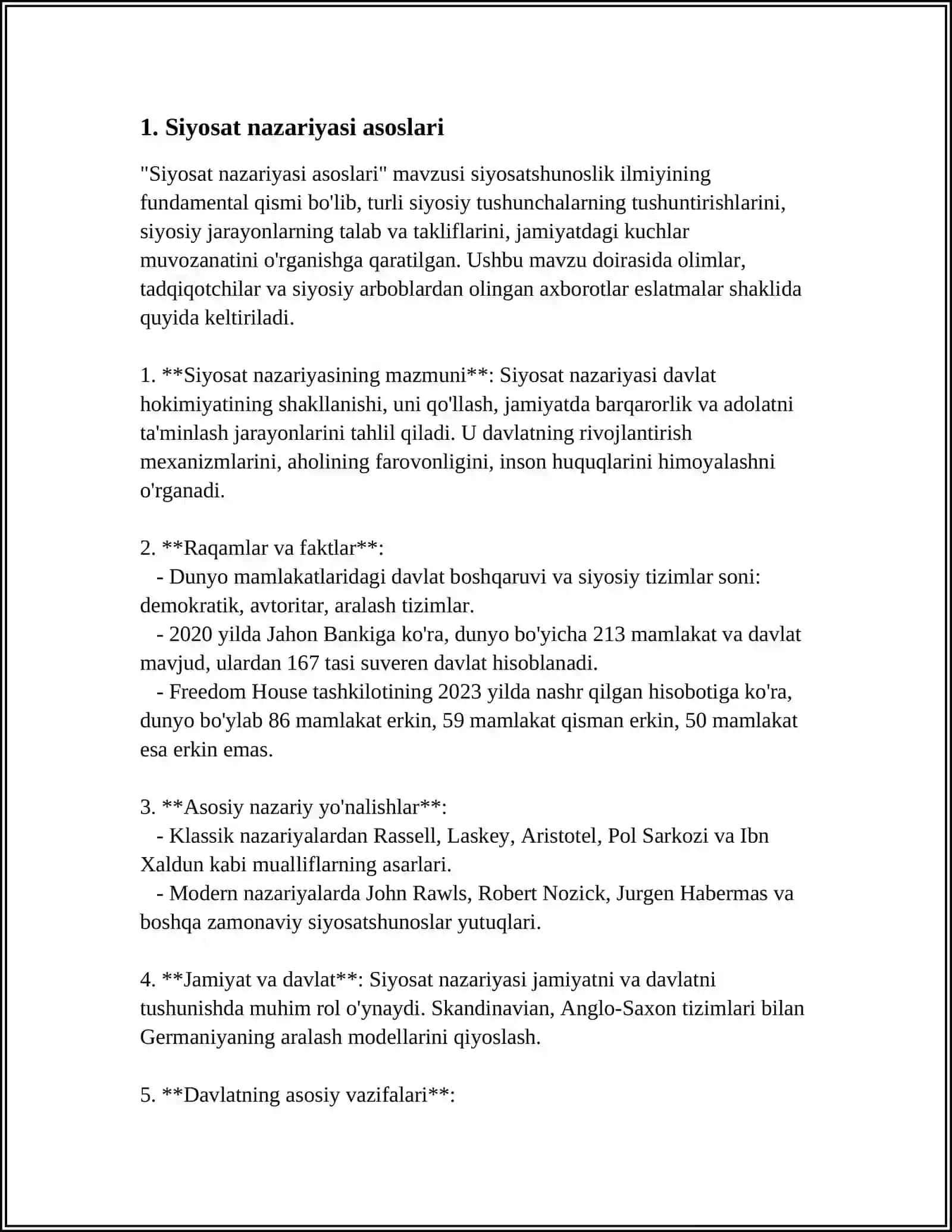 SIYOSAT NAZARIYASI VA METODOLOGIYASI 3