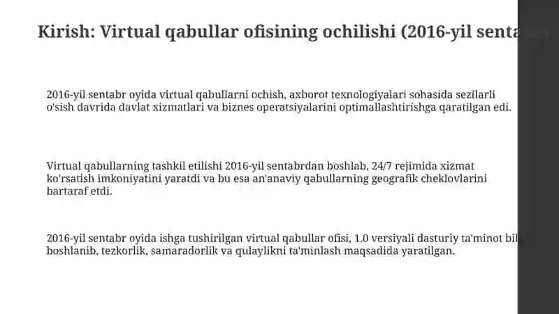 Virtual qabullar ofisini Tashkil Etish Jarayoni 3