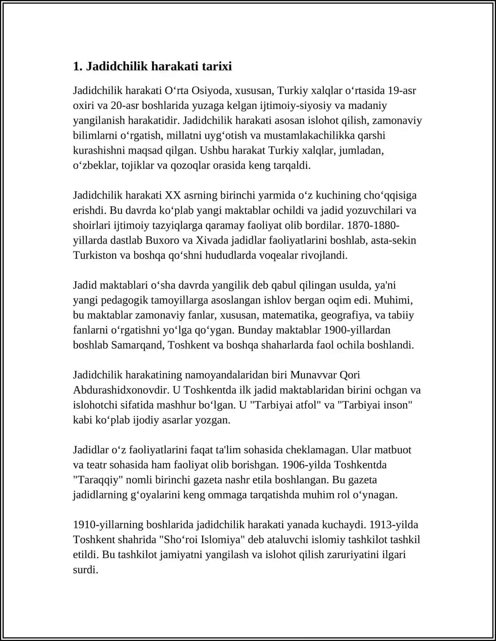 JADID MA'RIFATPARVARLARINING O'LKA IJTIMOIY-MA'NAVIY HAYOTIDA TUTGAN O'RNI 3