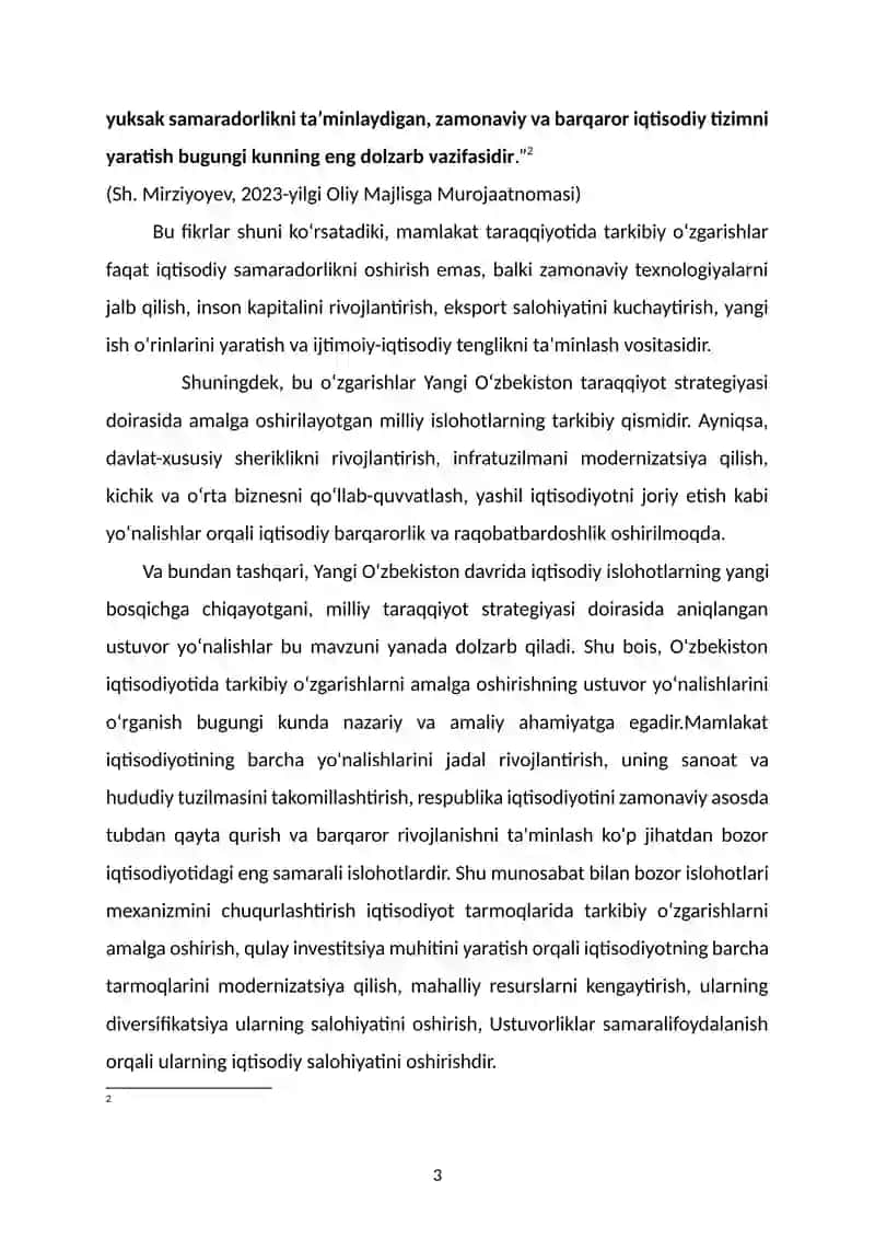 Tarkibiy o‘zgarishlar va iqtisodiyot rivojlanishi 3