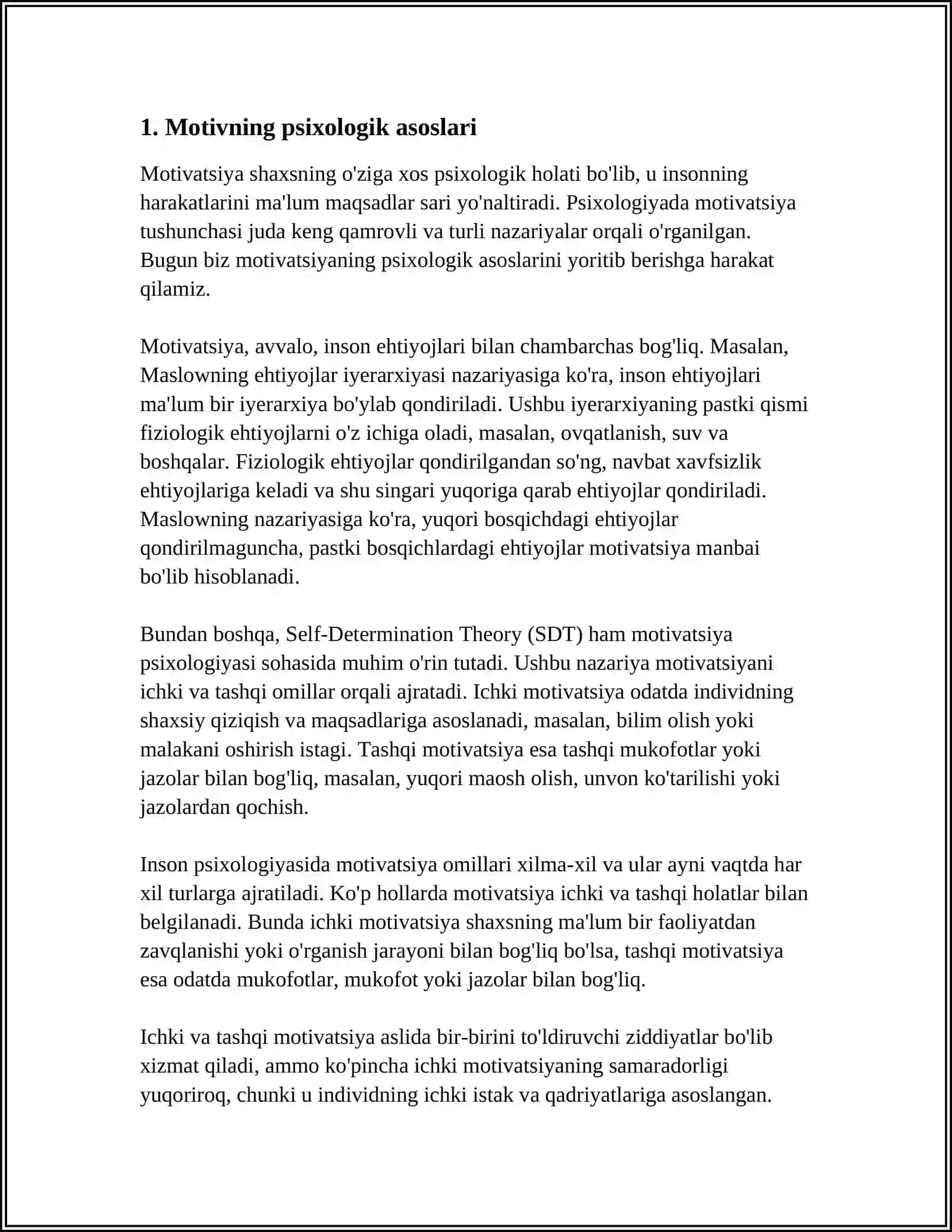 XORIJ PSIXOLOGIYASIDA MOTIV VA MOTIVATSIYA MUAMMOSI 3