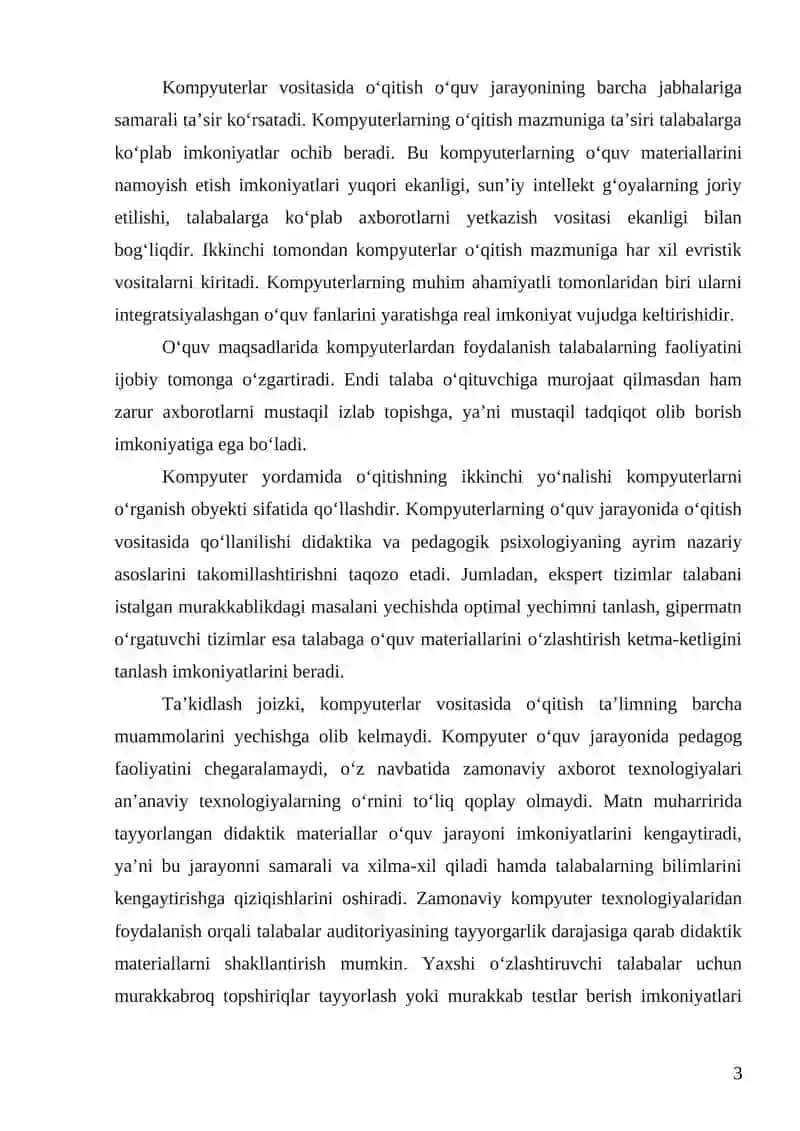 Web 2.0 servislar orqali oʻquv jarayonini tashkil etish BITIRUV MALAKAVIY ISHI 3