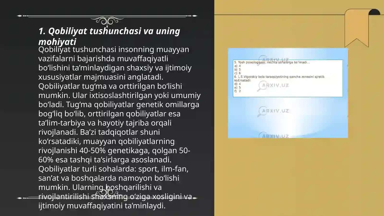 Umumiy Psixologiya fanining qobiliyat mavzsdan 3