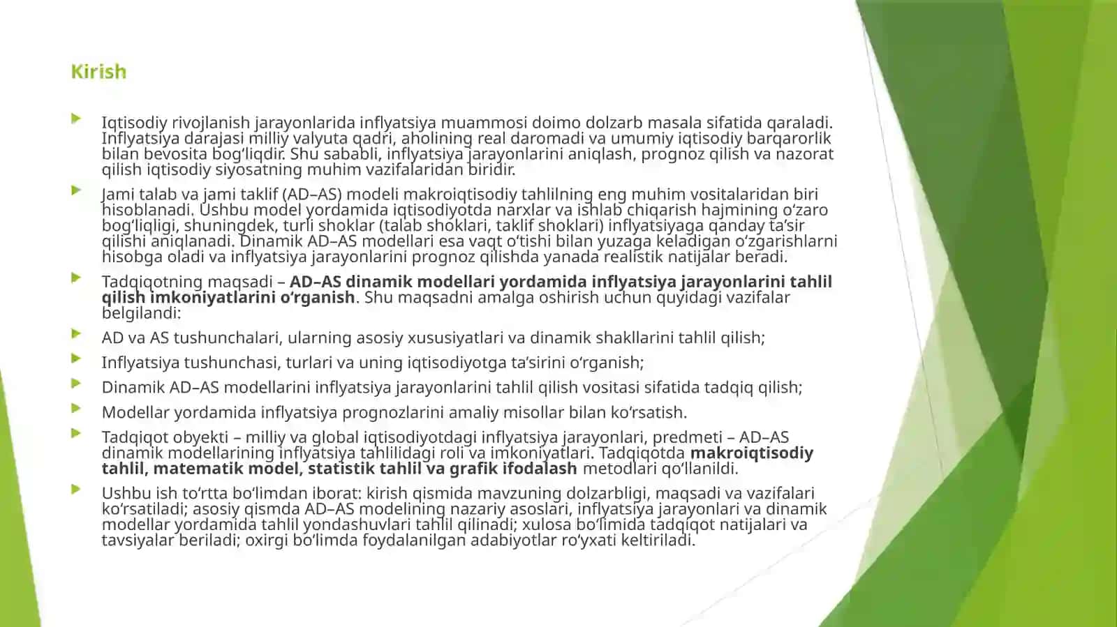 AD-AS DINAMIK MODELLARI INFLYATSIYA JARAYONLARINI TAHLIL QILISH VOSITASI SIFATIDA 3