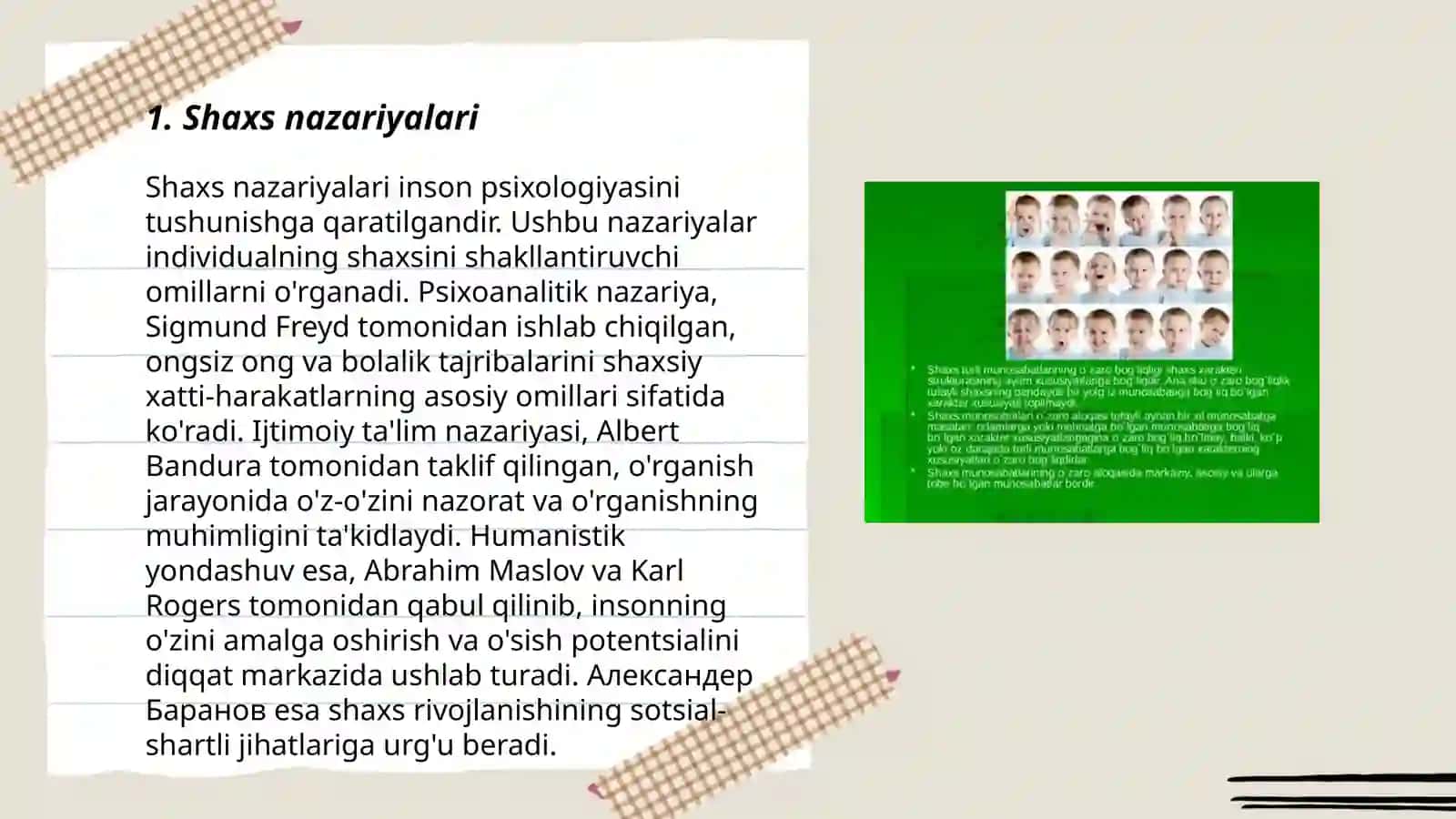 Shaxs nazariyalari. Endopsixika, egzopsixika. Diqqatning xususiyatlari 3