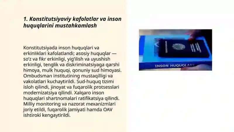 Yangi O’zbekistonda inson haq-huquqlar va erkinliklari kafolatining yaratilishi 3