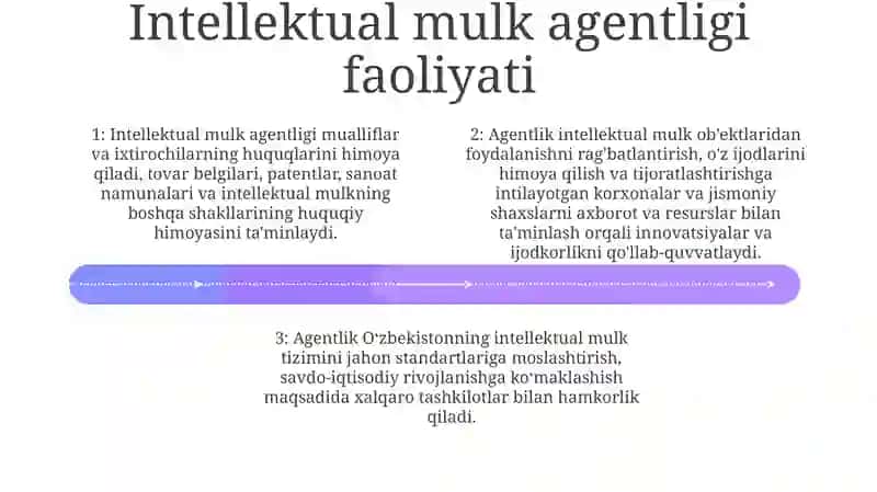 OʻZbekiston Respublikasi Qonunlariga Muvofiq Davlatimizda Faoliyat Olib Borayotgan Intelektual Mulk Sohasidagi Vakolatli Tashkilotlar Faoliyati 3