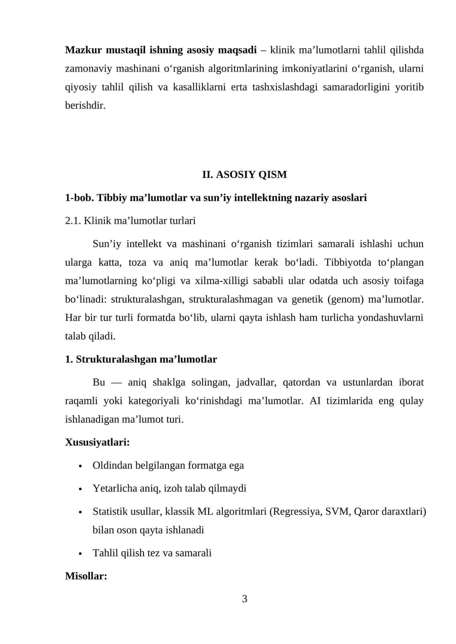 Klinik ma’lumotlarni tahlil qilish va kasalliklarni tashxislash uchun mashinani o‘rganish (Machine Learning) algoritmlarini qo‘llash 3