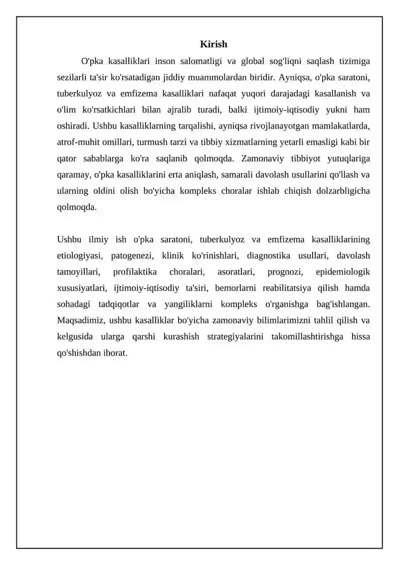 O'pka saratoni, tuberkulyoz va emfizema: etiologiya, patogenez va diagnostika 3