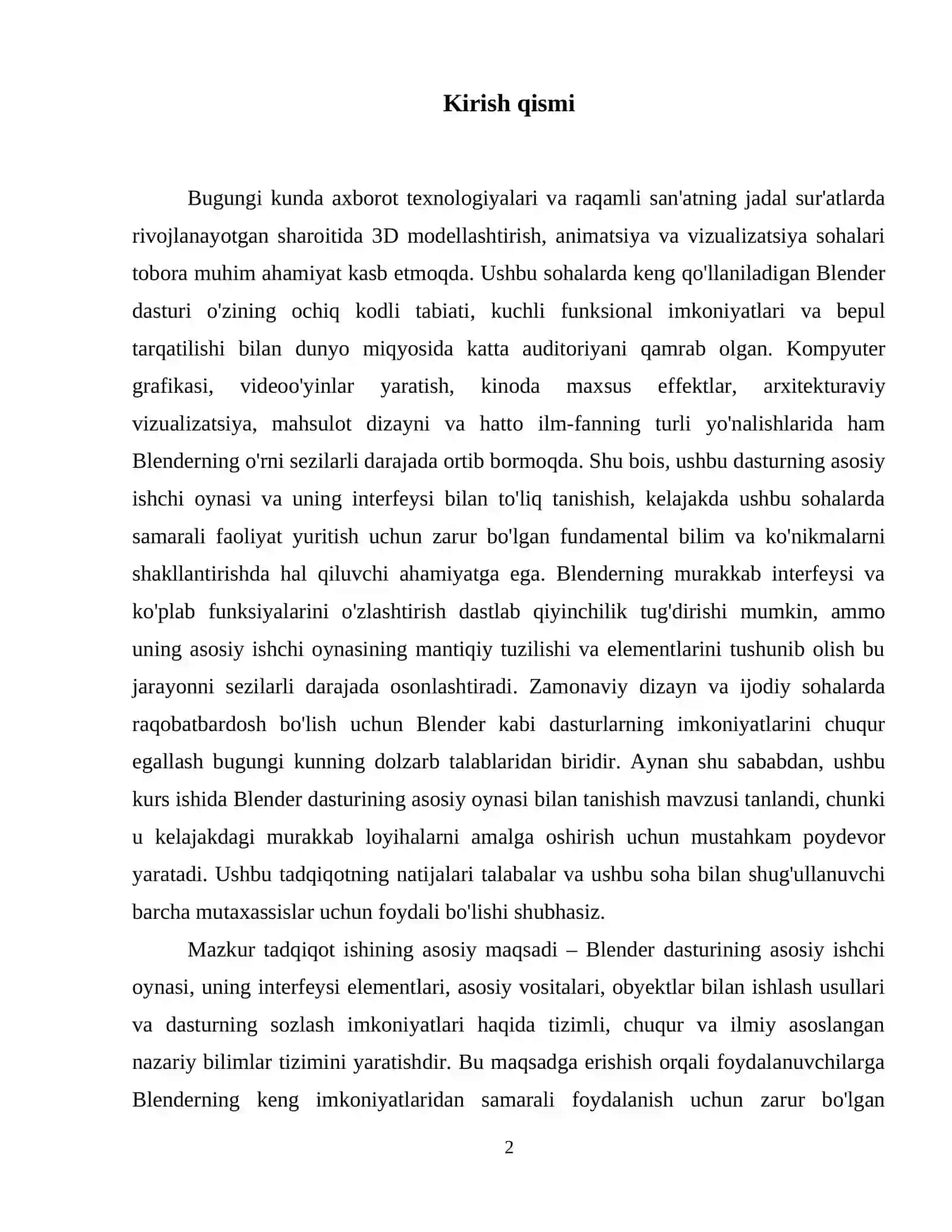Blender dasturi asosiy oynasi bilan tanishish 3