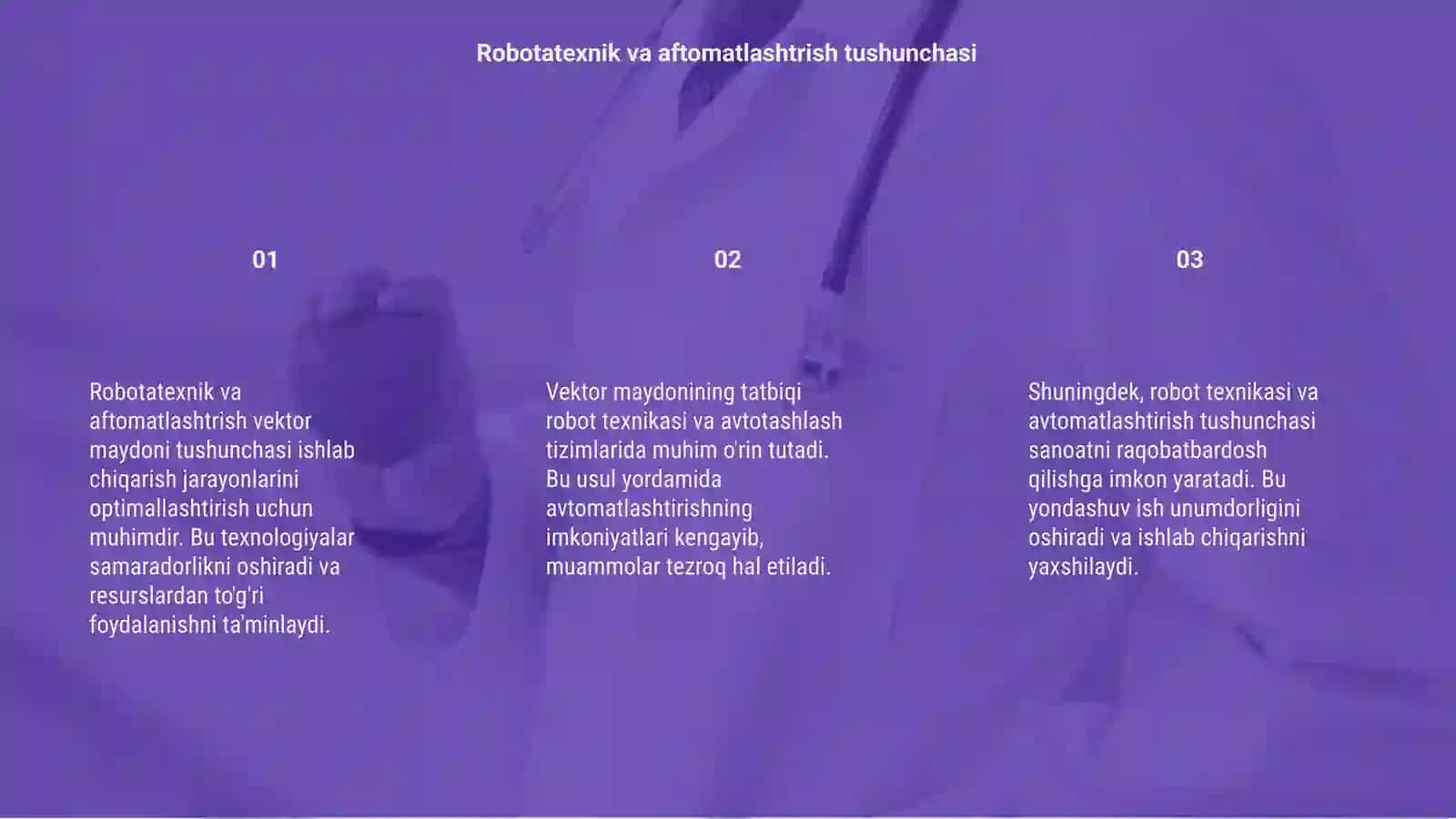 Robotatexnik va aftomatlashtrish vektor maydoni tatbiqi 3