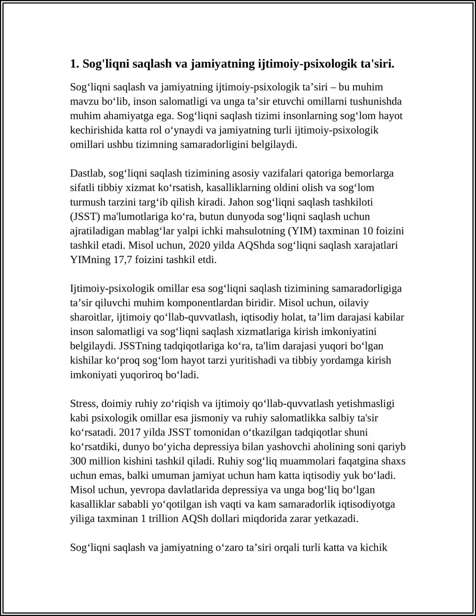 TURLI HAYOTIY SHAROITLARDA SUBYEKTNING O`Z SALOMATLIGIGA MUNOSABATI IFODALANISHINING IJTIMOIY-PSIXOLOGIK XUSUSIYATLARI 3