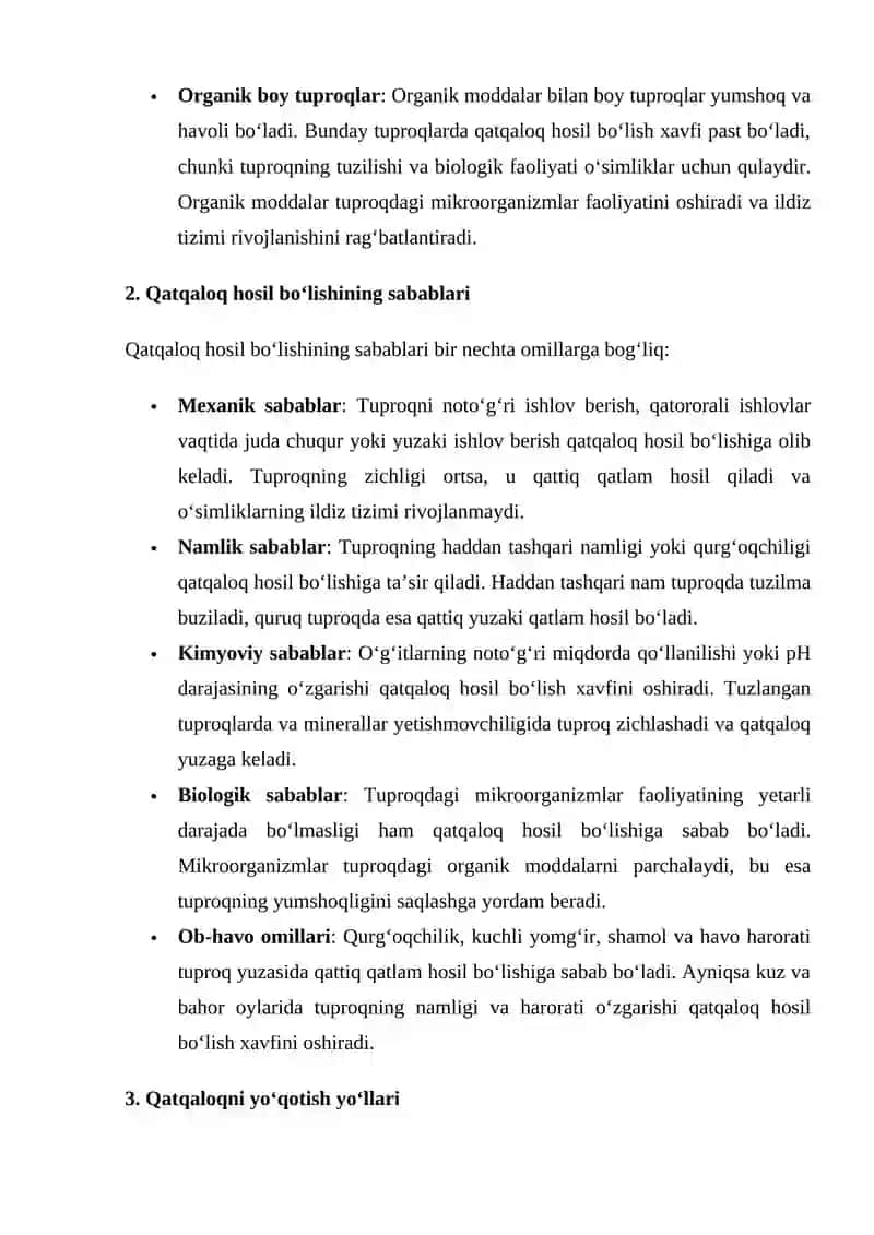 Har xil tuproqlarda qatqaloq hosil bo'lish xususiyatlari va uni yo'qotish yo'llari 3