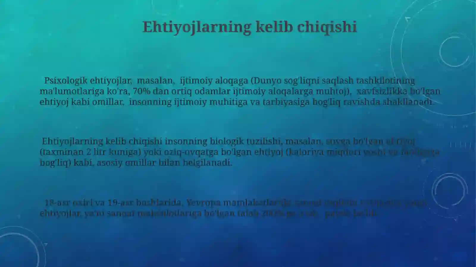 Ehtiyojlarning kelib chiqishi 3