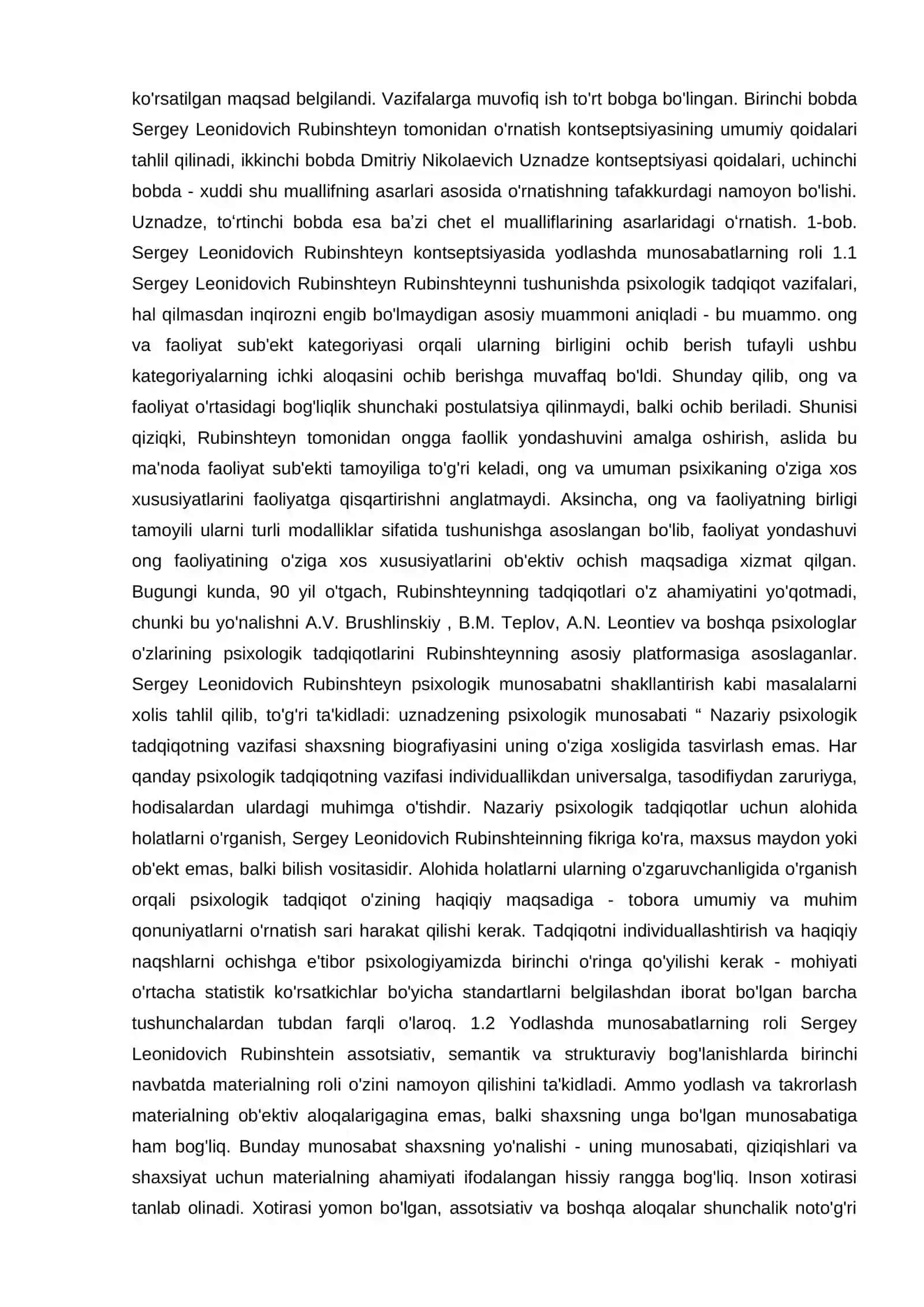 Sergey Leonidovich Rubinshtein kontseptsiyasida yodlashda munosabatning roli 3
