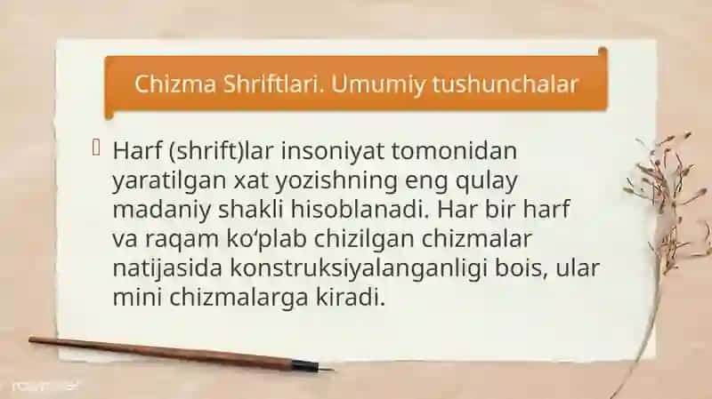 Chizma shriftlari va ularning o'lchamlari 3